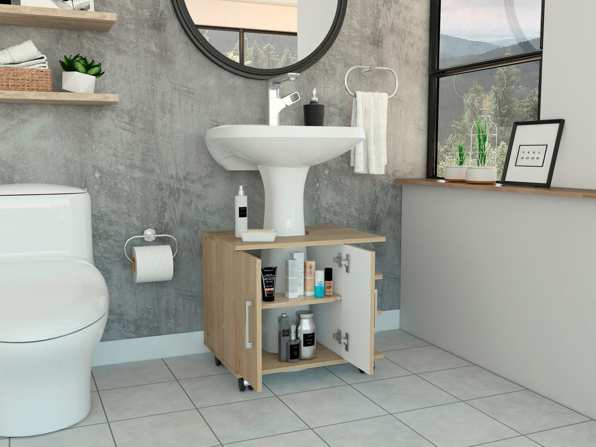 Optimizador Lavamnos Bath 300 Rta Rovere  + Blanco