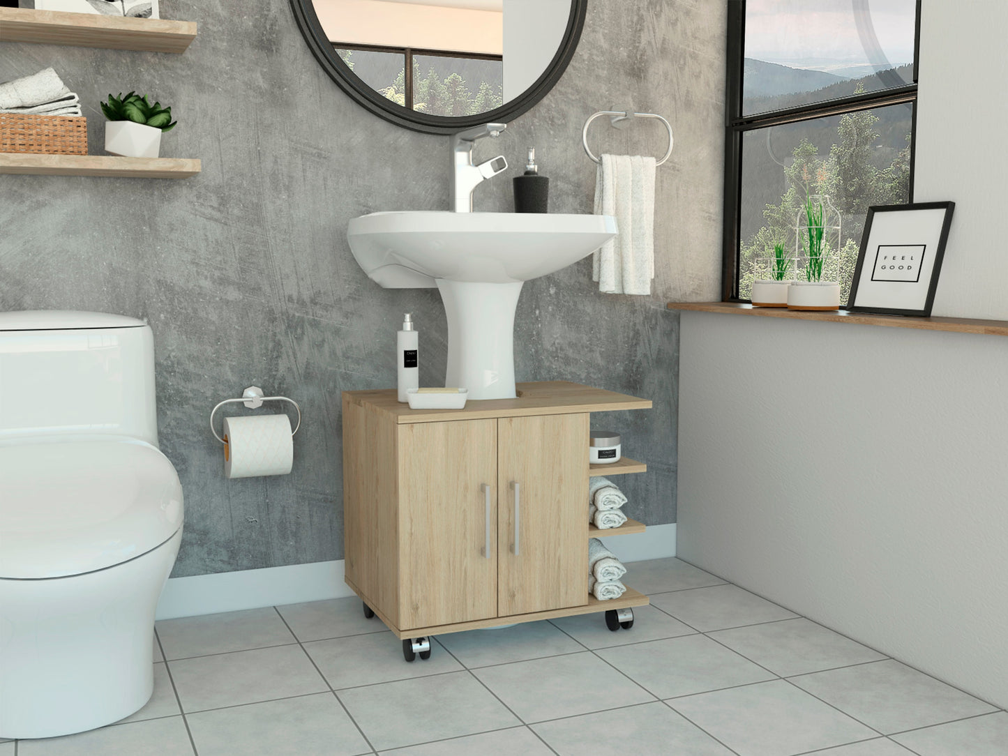 Optimizador Lavamnos Bath 300 Rta Rovere  + Blanco
