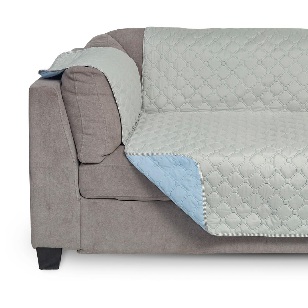 Protector De Sofa Doble Faz (2 Puestos) Gris Azul