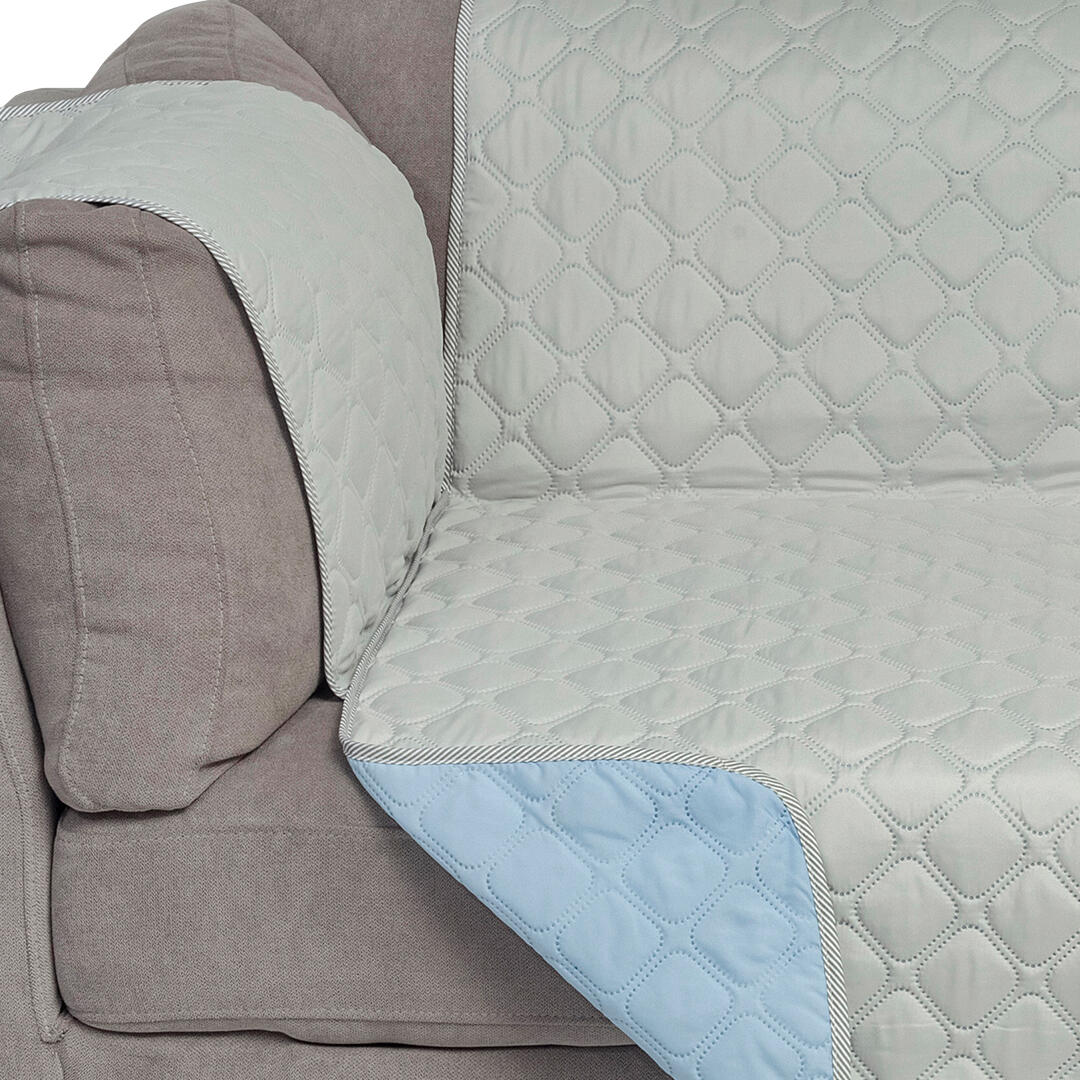 Protector De Sofa Doble Faz (2 Puestos) Gris Azul