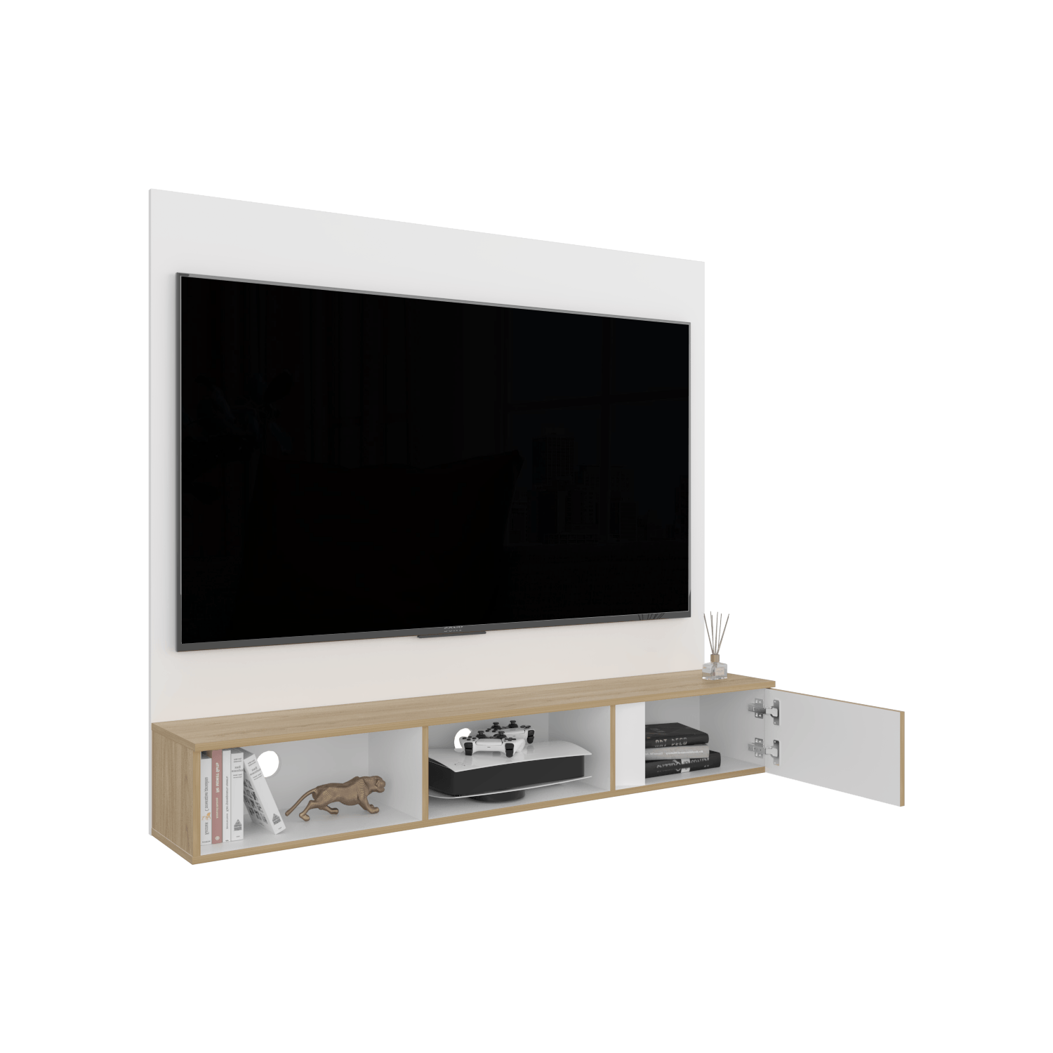 Panel Tv 65'' Dassel 132X150X29 Rta Blanco Fresno