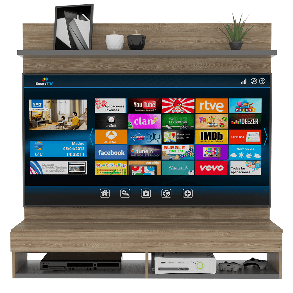 Panel Tv Wall 2A Miel+Plomo