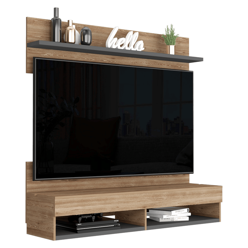 Panel Tv Wall 2A Miel+Plomo