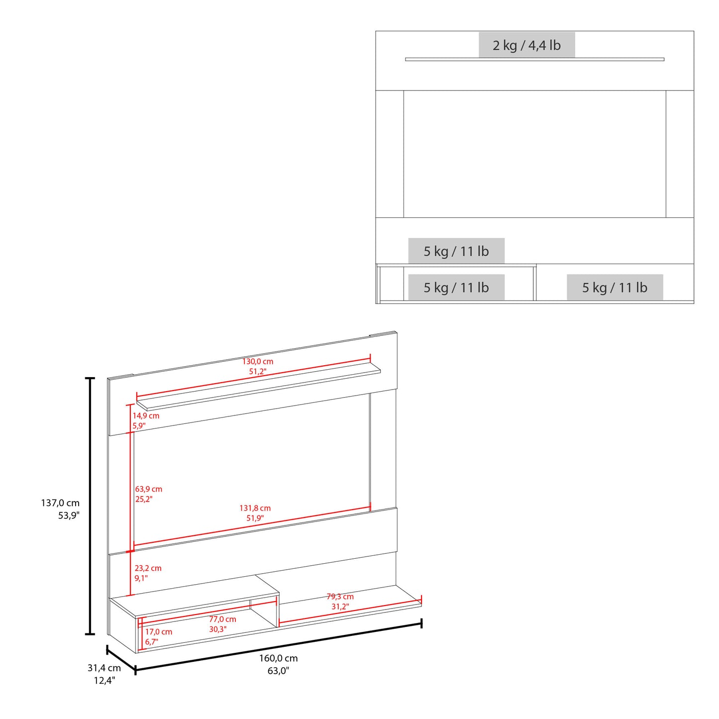 Panel Tv 70'' Beijing 137X160X31 Rta Milan Wengue