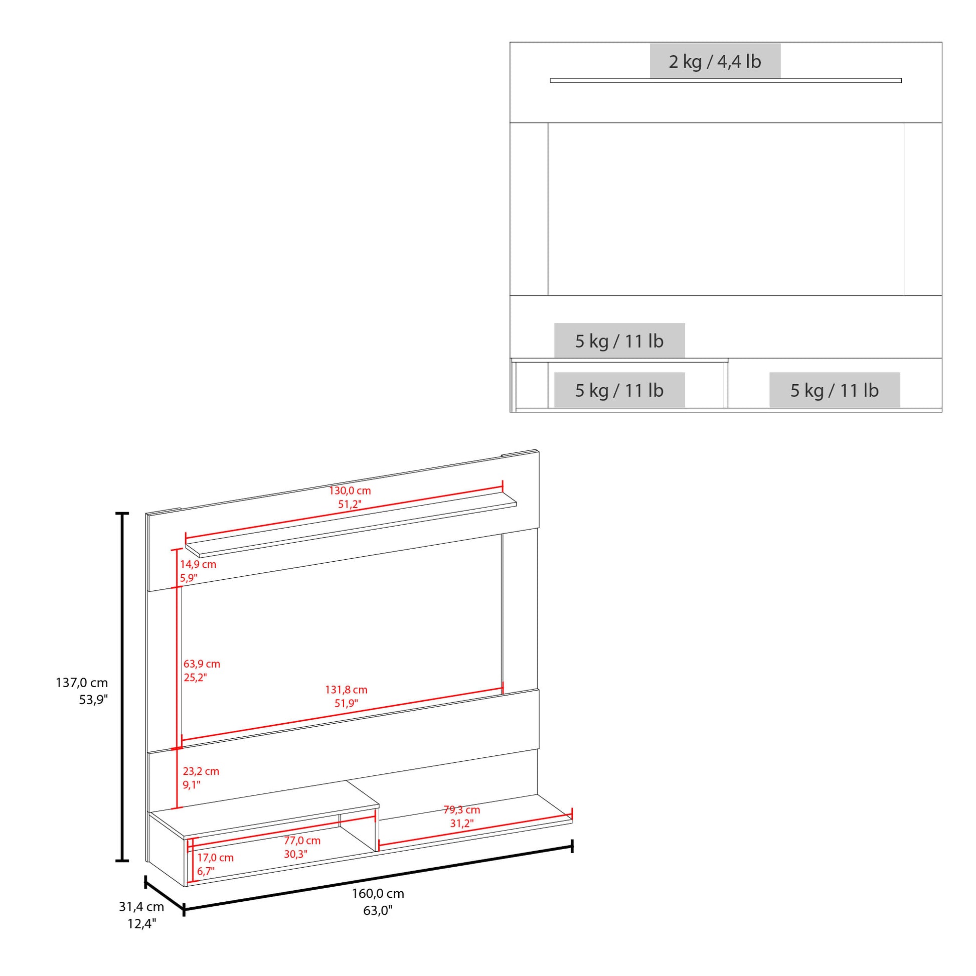 Panel Tv 70'' Beijing 137X160X31 Rta Milan Wengue
