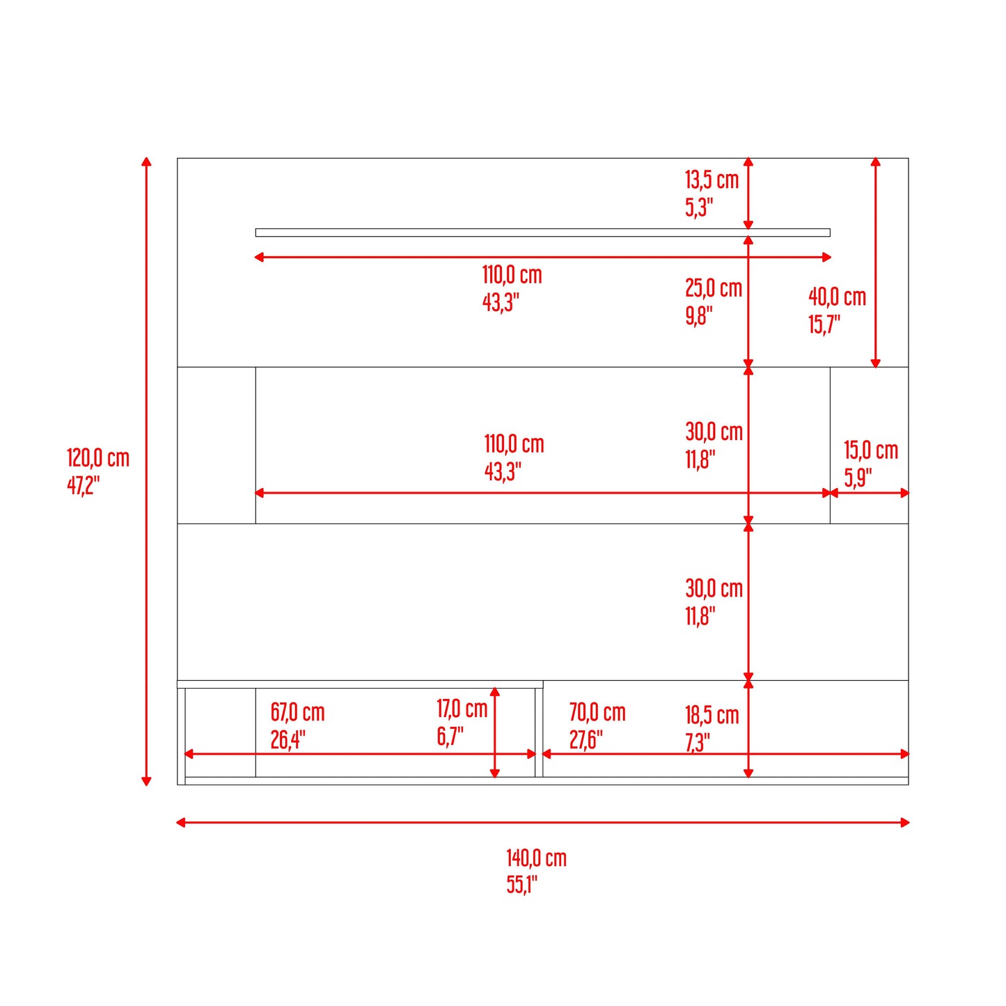 Panel Tv Beijing 120X140X31 Rta Milan Wengue