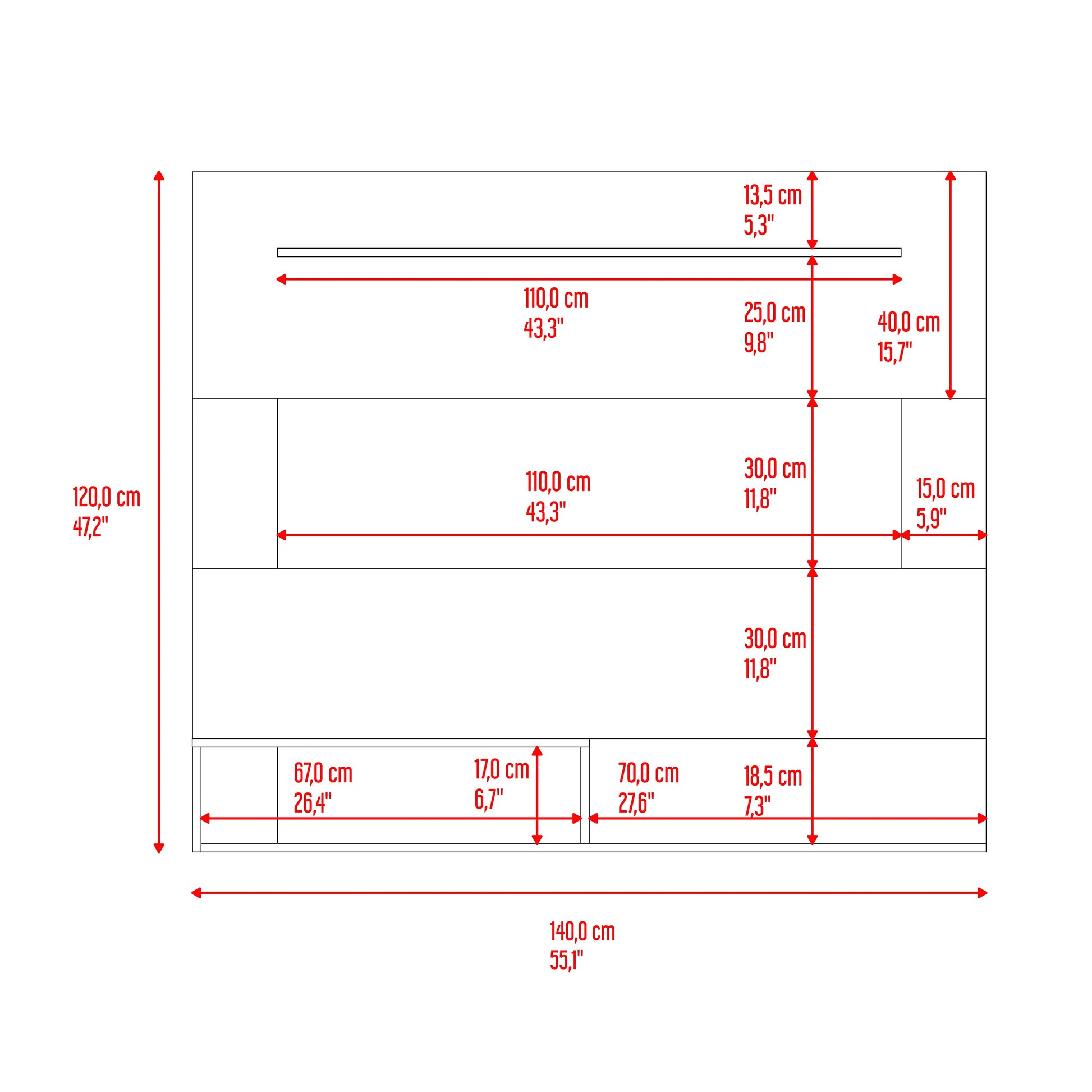 Panel Tv Beijing 120X140X31 Rta Milan Wengue