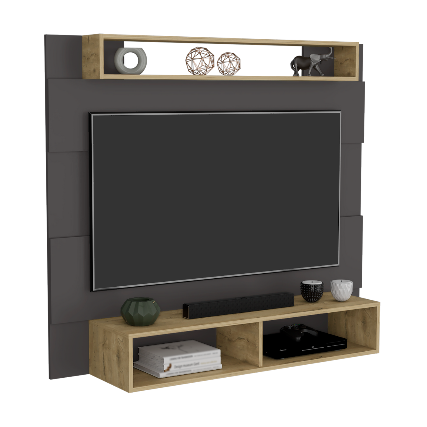 Panel Tv 55 Charlotte 120 X 140 Rta Plomo Macadamia