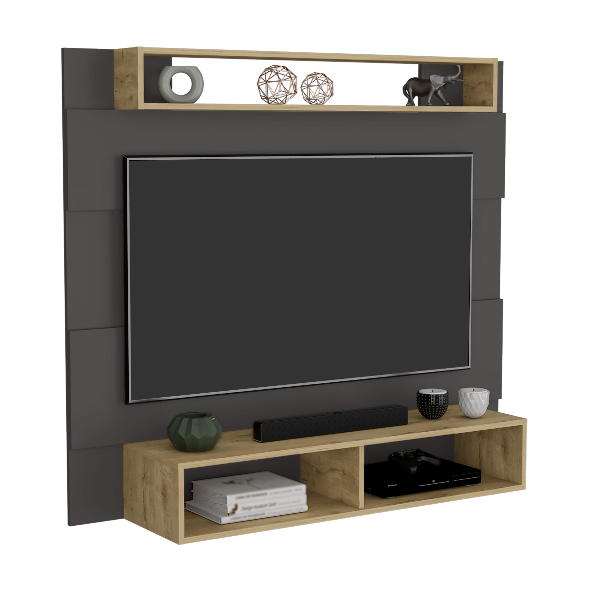 Panel Tv 55 Charlotte 120 X 140 Rta Plomo Macadamia
