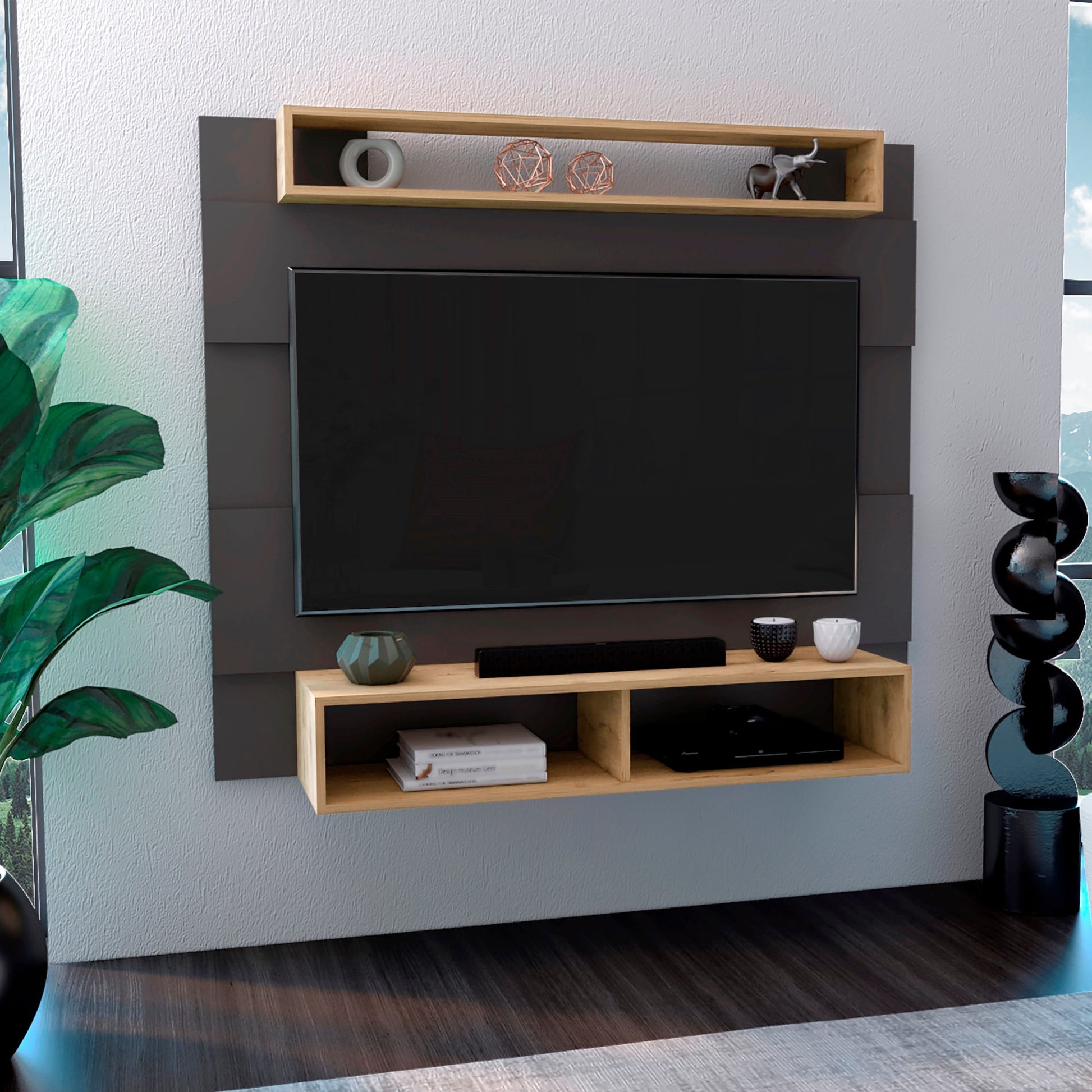 Panel Tv 55 Charlotte 120 X 140 Rta Plomo Macadamia