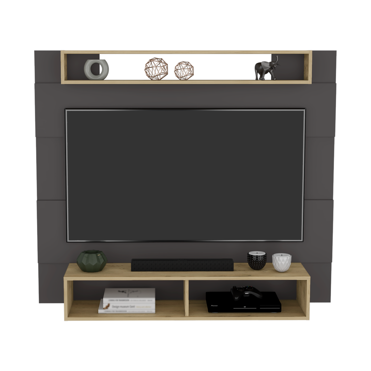 Panel Tv 55 Charlotte 120 X 140 Rta Plomo Macadamia