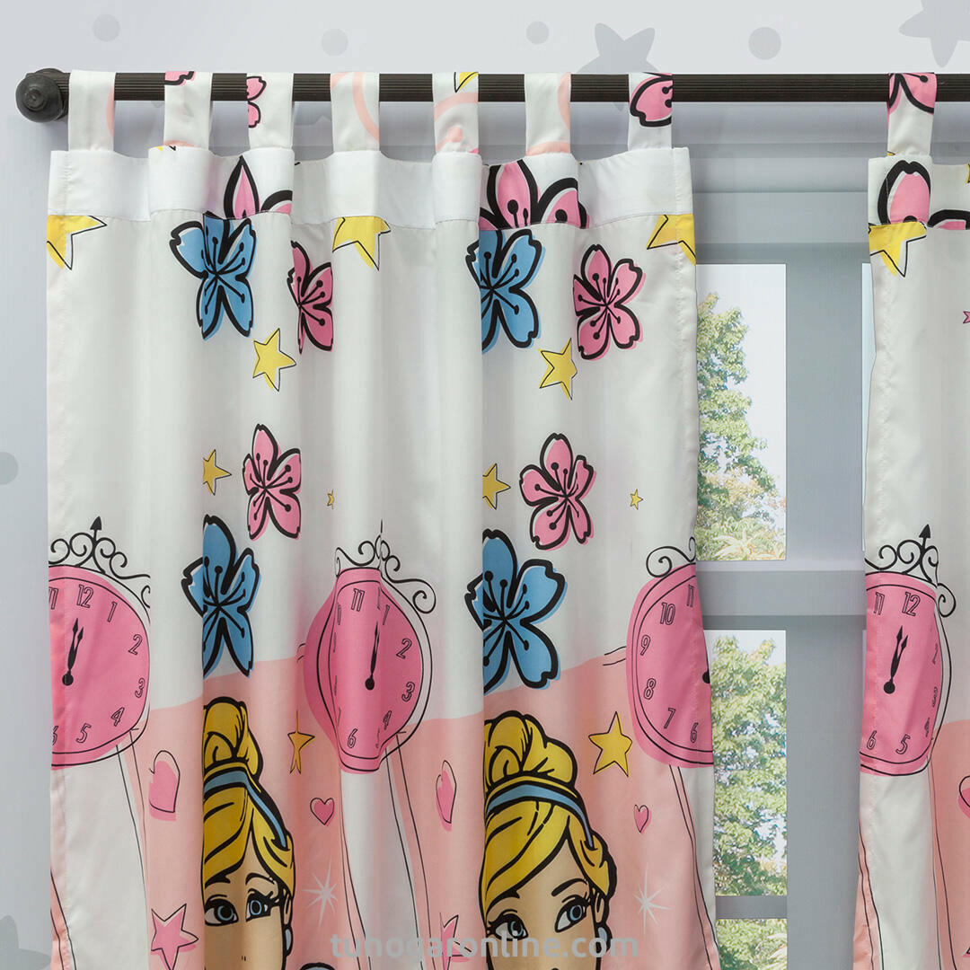 Juego De Sabana Con Cortinas Disney Princesas Blanco Estampados Animados