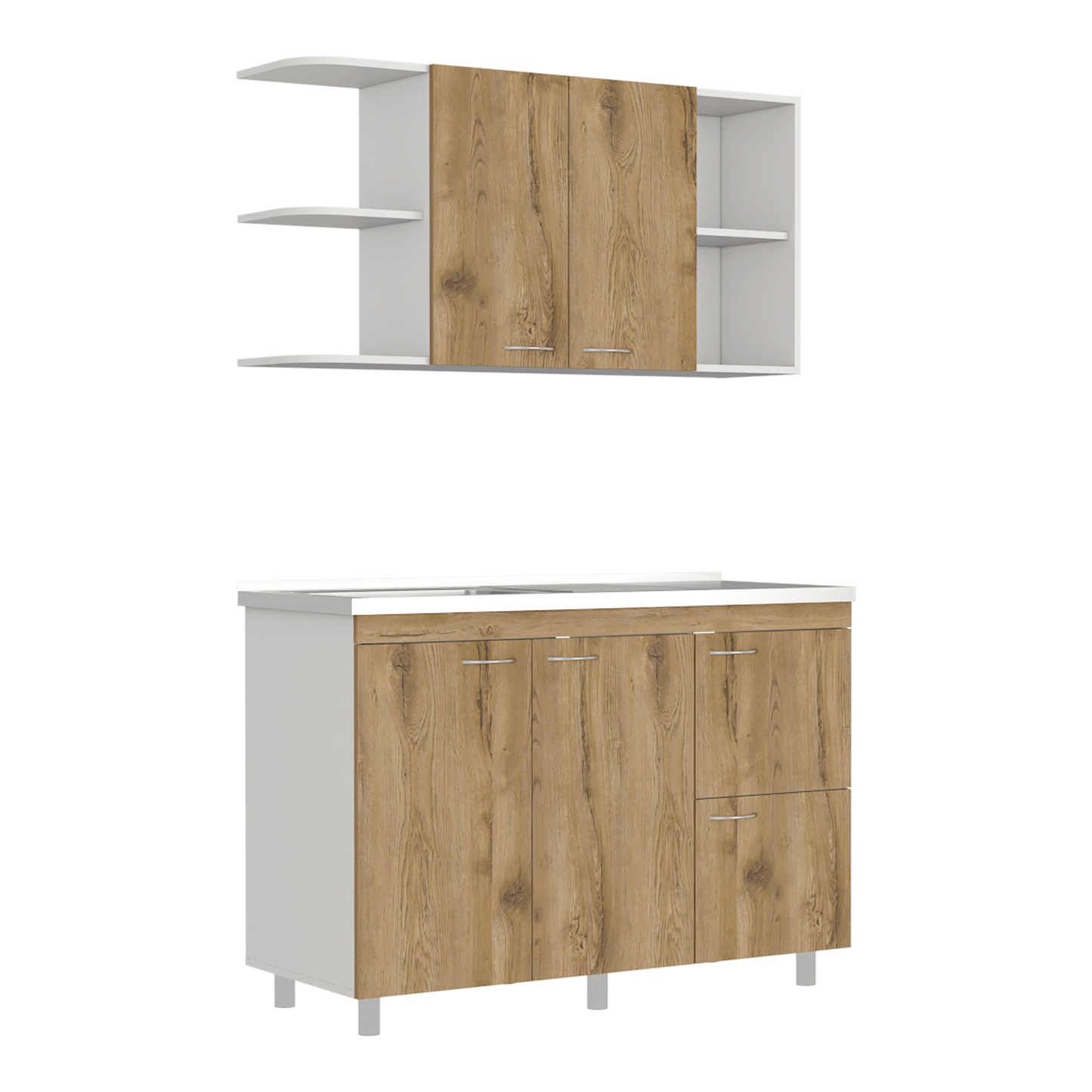 Cocina 120 Elica Lite Rta Blanco + Macadamia
