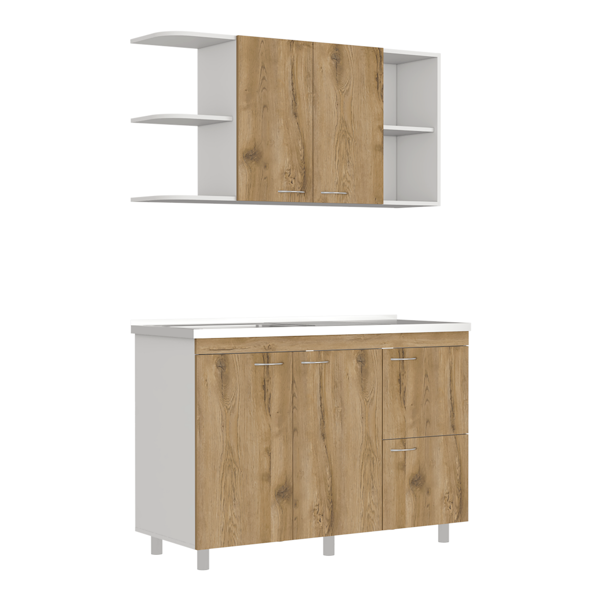 Cocina 120 Elica Lite Rta Blanco + Macadamia