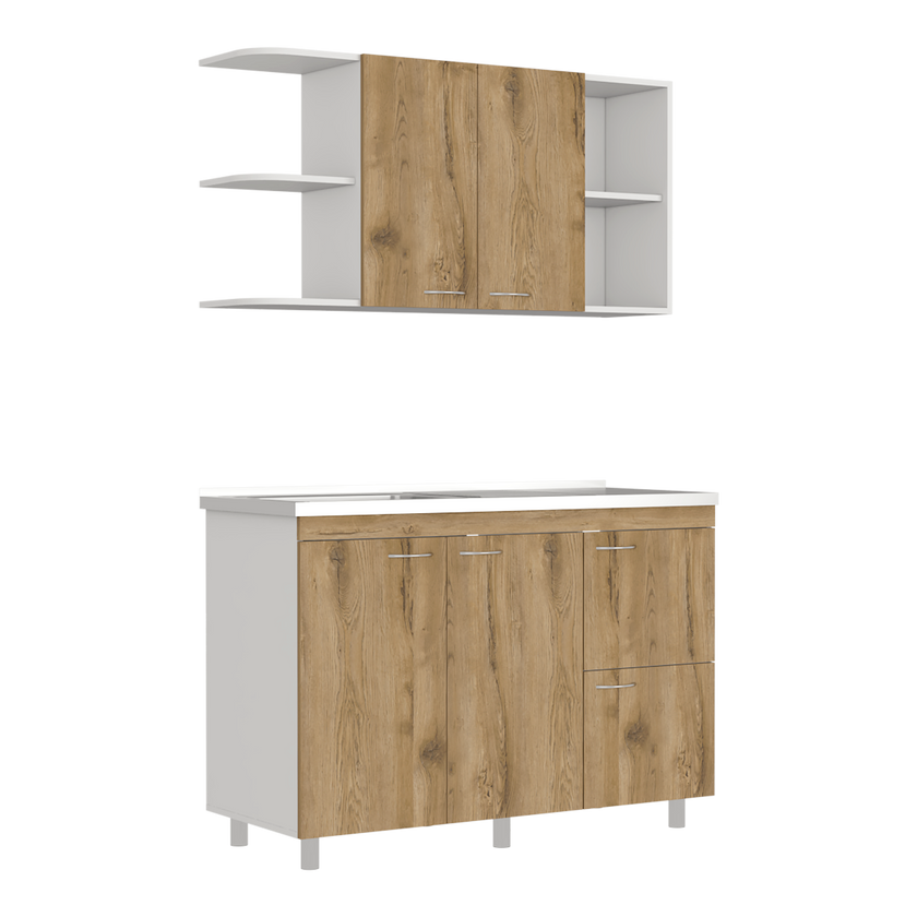 Cocina 120 Elica Lite Rta Blanco + Macadamia