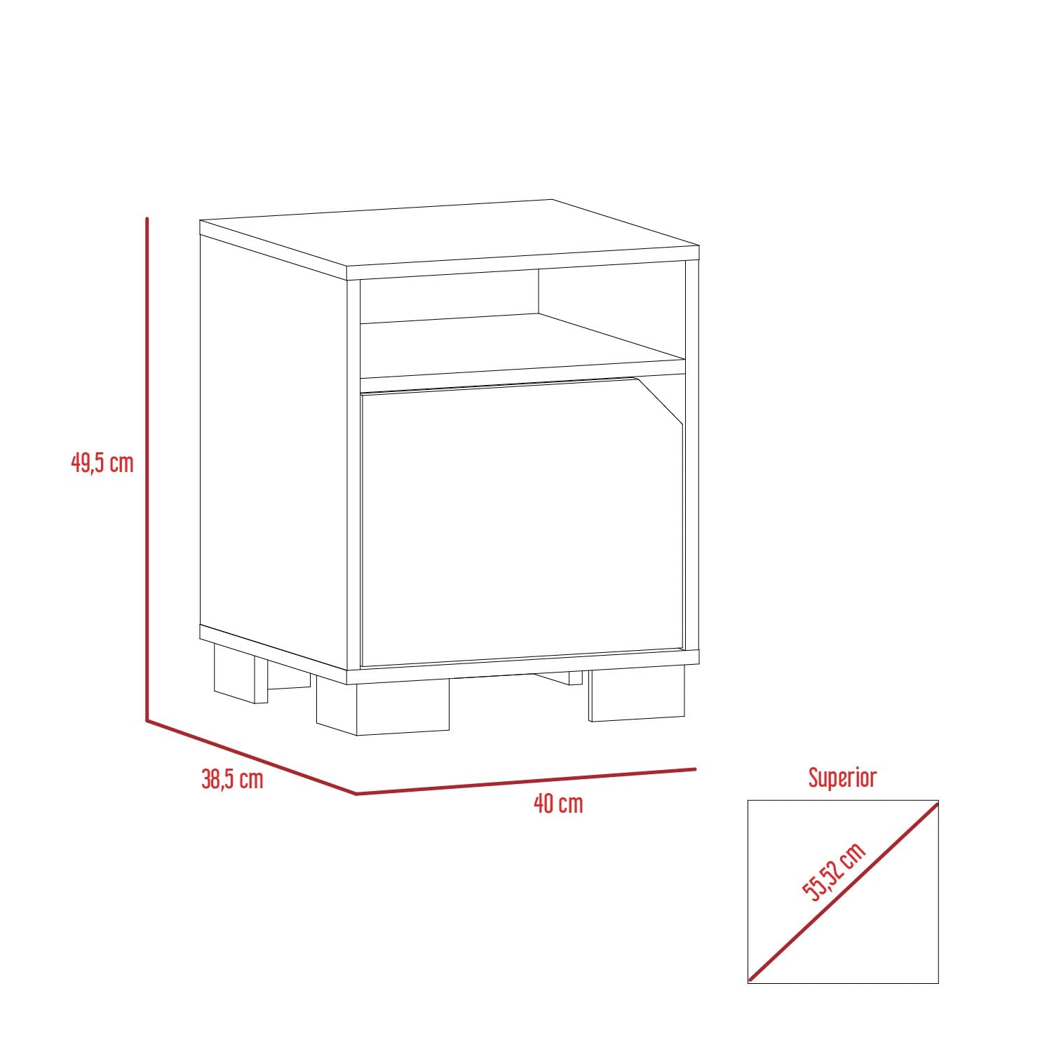Mesa De Noche Loira Rta Duna + Cemento