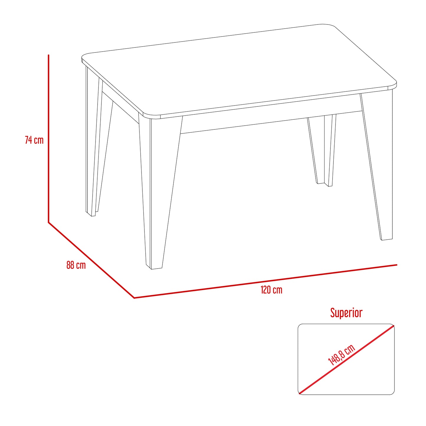 Mesa Comedor Torino 120 Rta Nogal