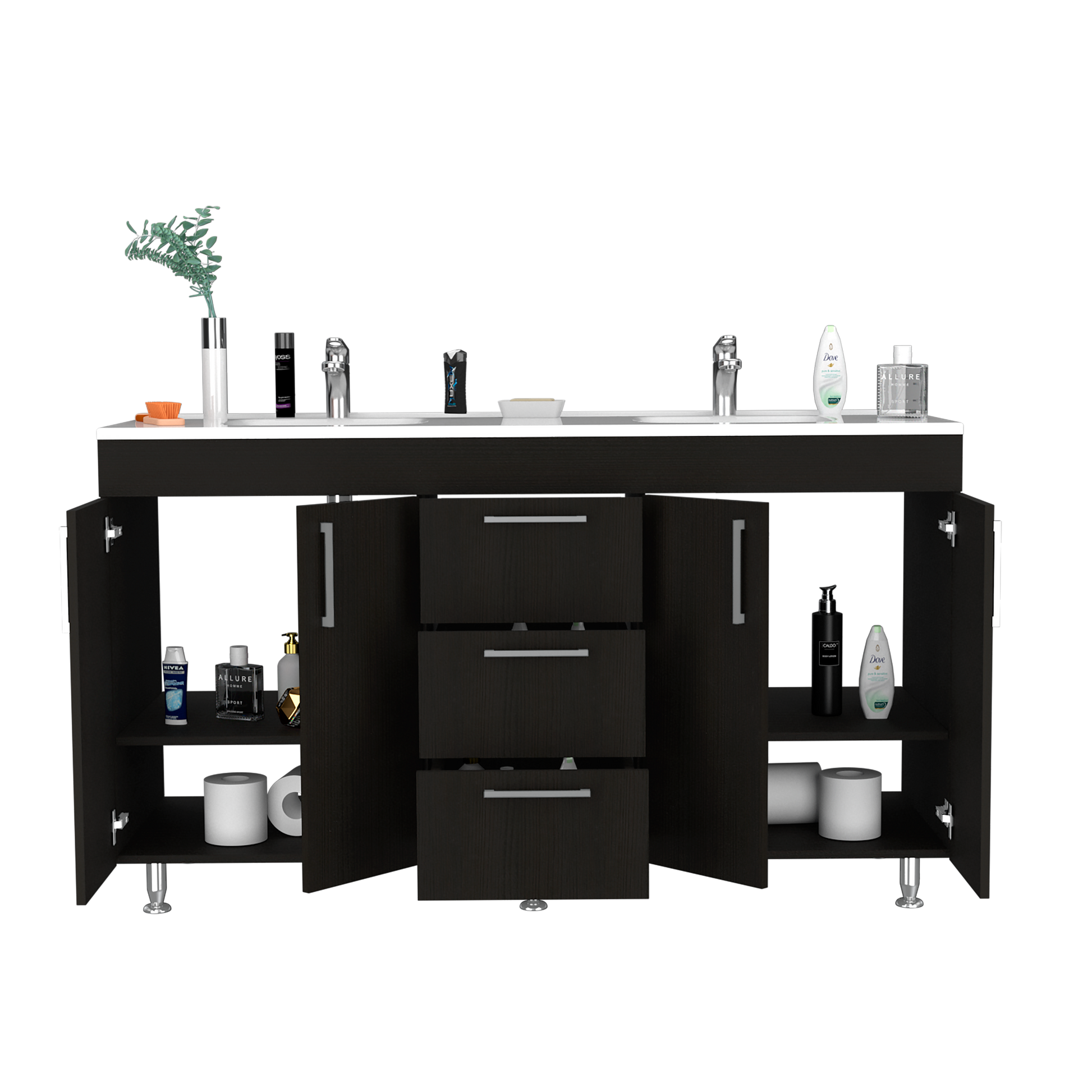 Mueble De Baño Velloc 60'' Doble Rta Wengue