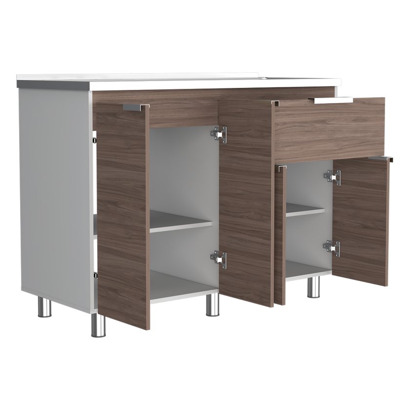 Mueble Inferior Fendi Rta Blanco + Castaño
