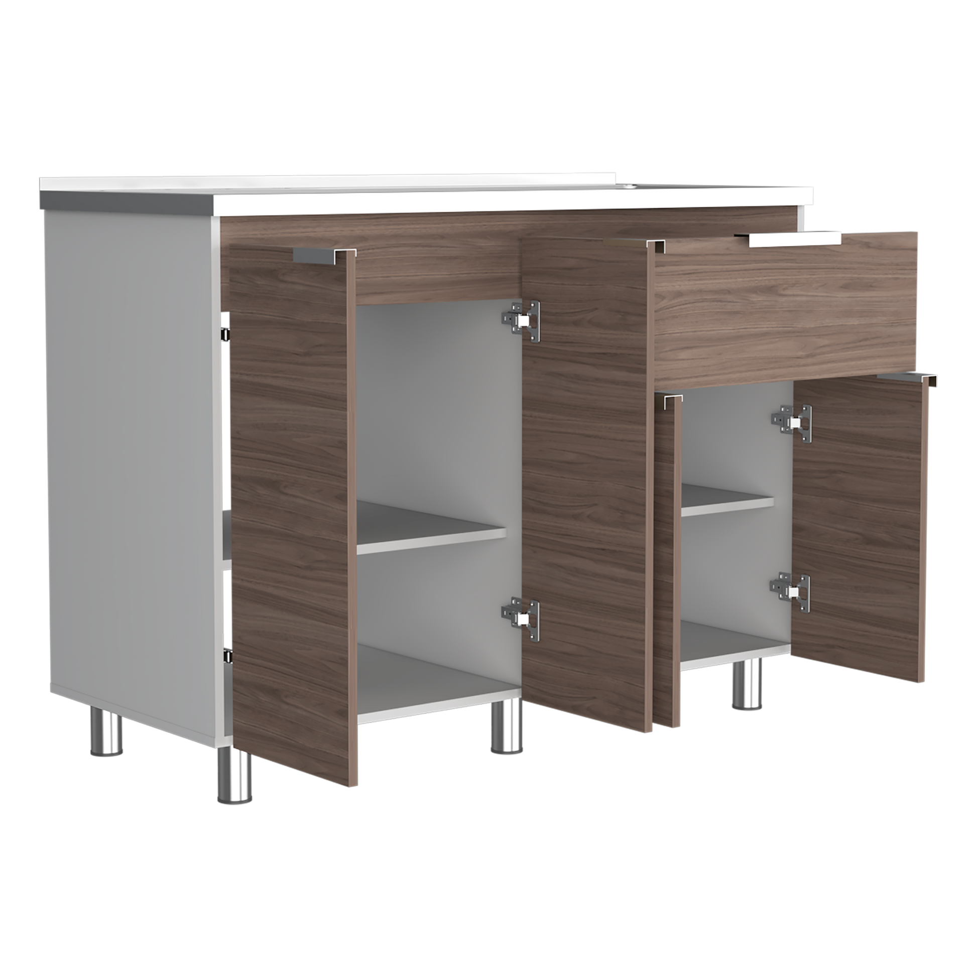 Mueble Inferior Fendi Rta Blanco + Castaño