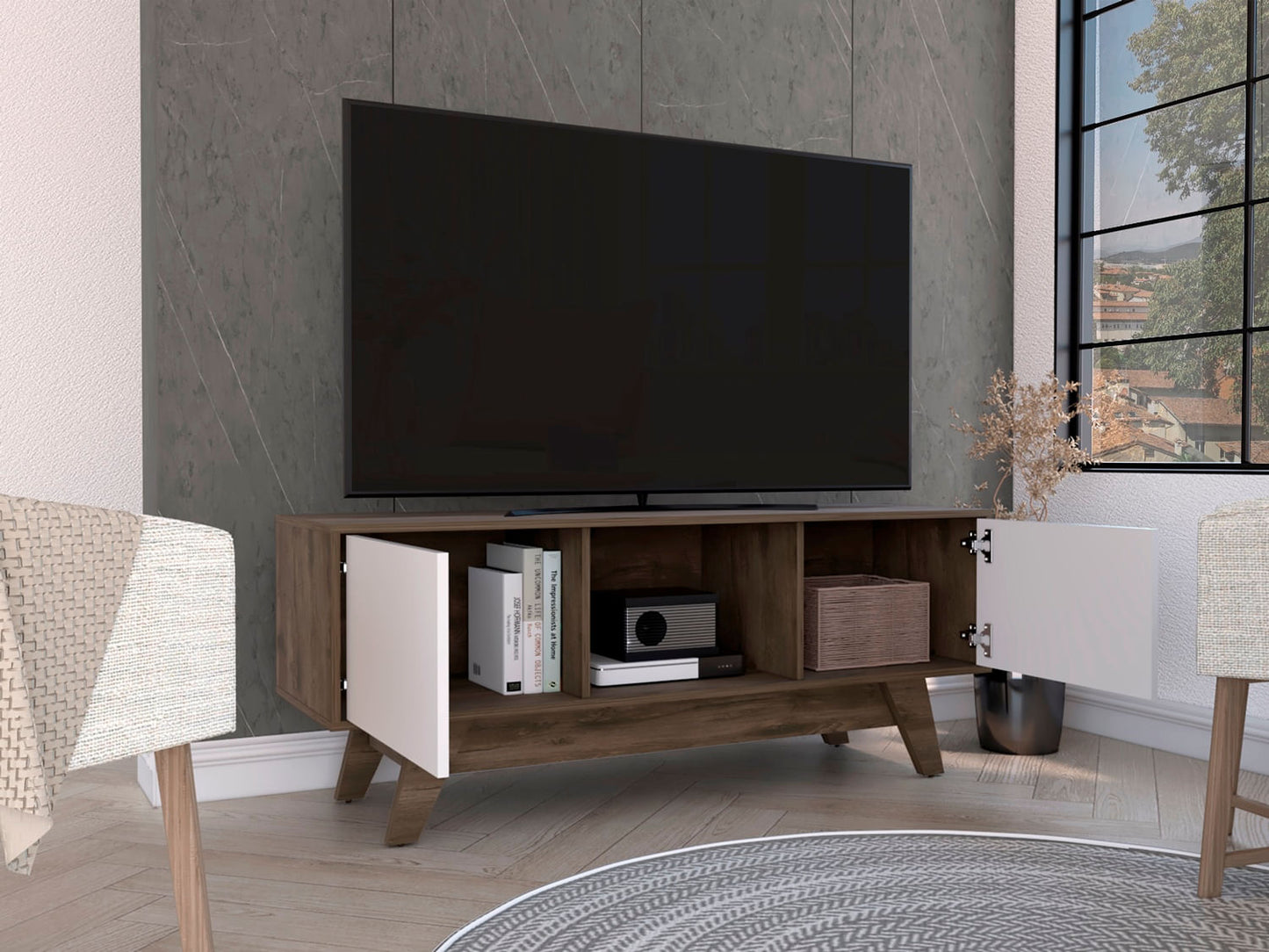 Rack Para Tv 55'' Romero Finlandek Bellota Blanco