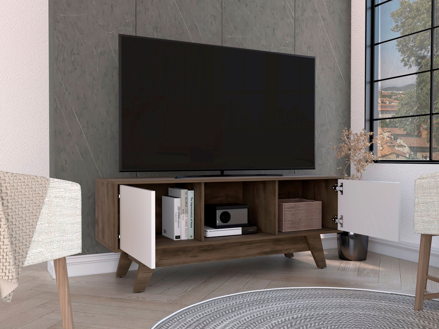Rack Para Tv 55'' Romero Finlandek Bellota Blanco