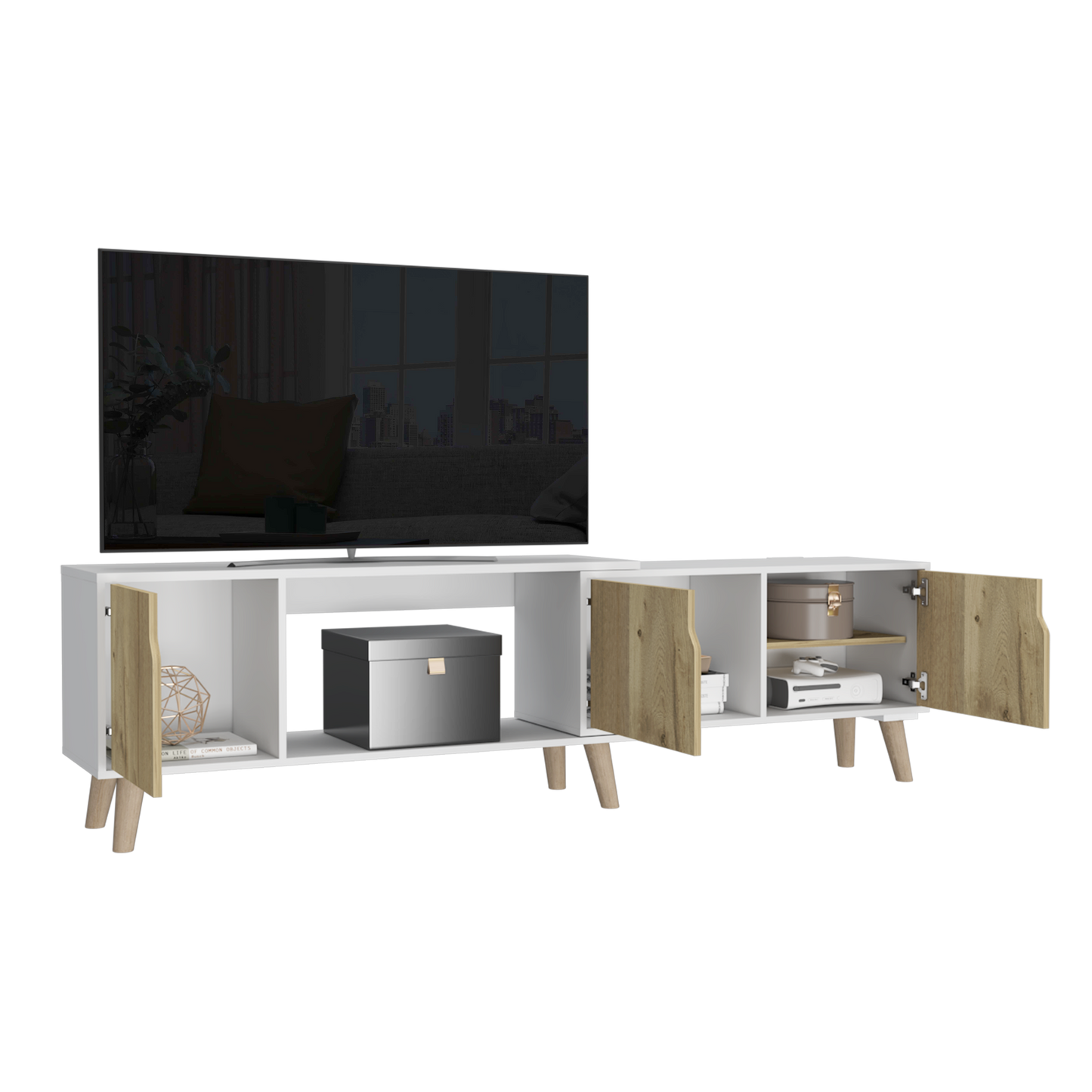 Rack Para Tv Extensible Nordic Rta Duna + Blanco