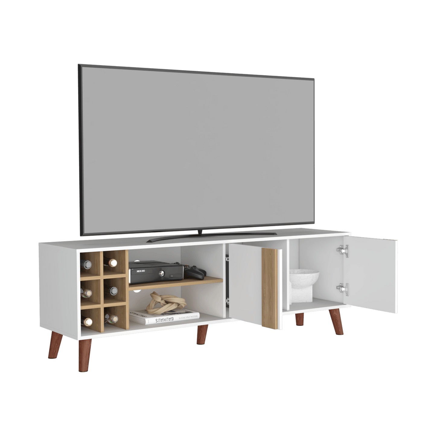 Rack Para Tv 65 Lane 55X160X42 Rta Blanco Mqz + Fresno Eu"