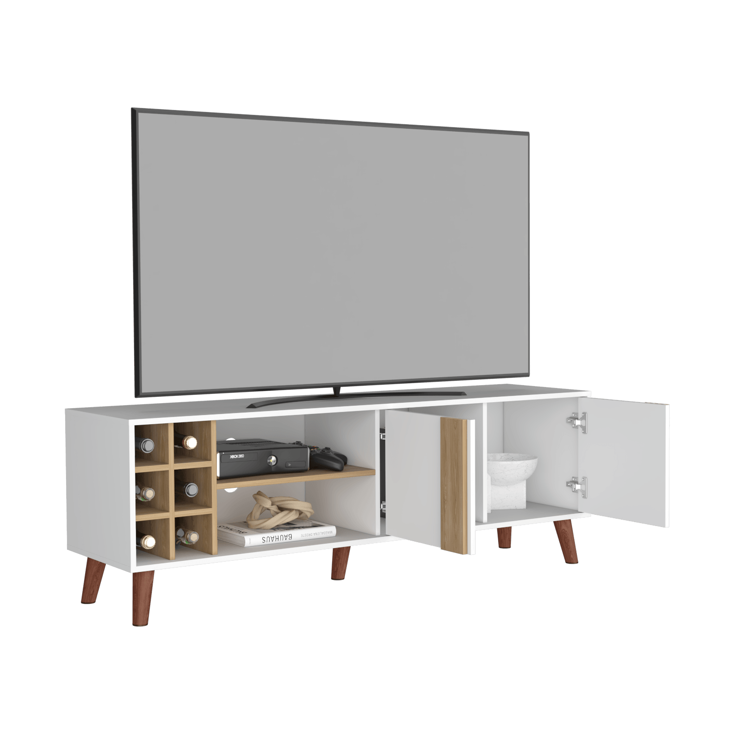 Rack Para Tv 65 Lane 55X160X42 Rta Blanco Mqz + Fresno Eu"