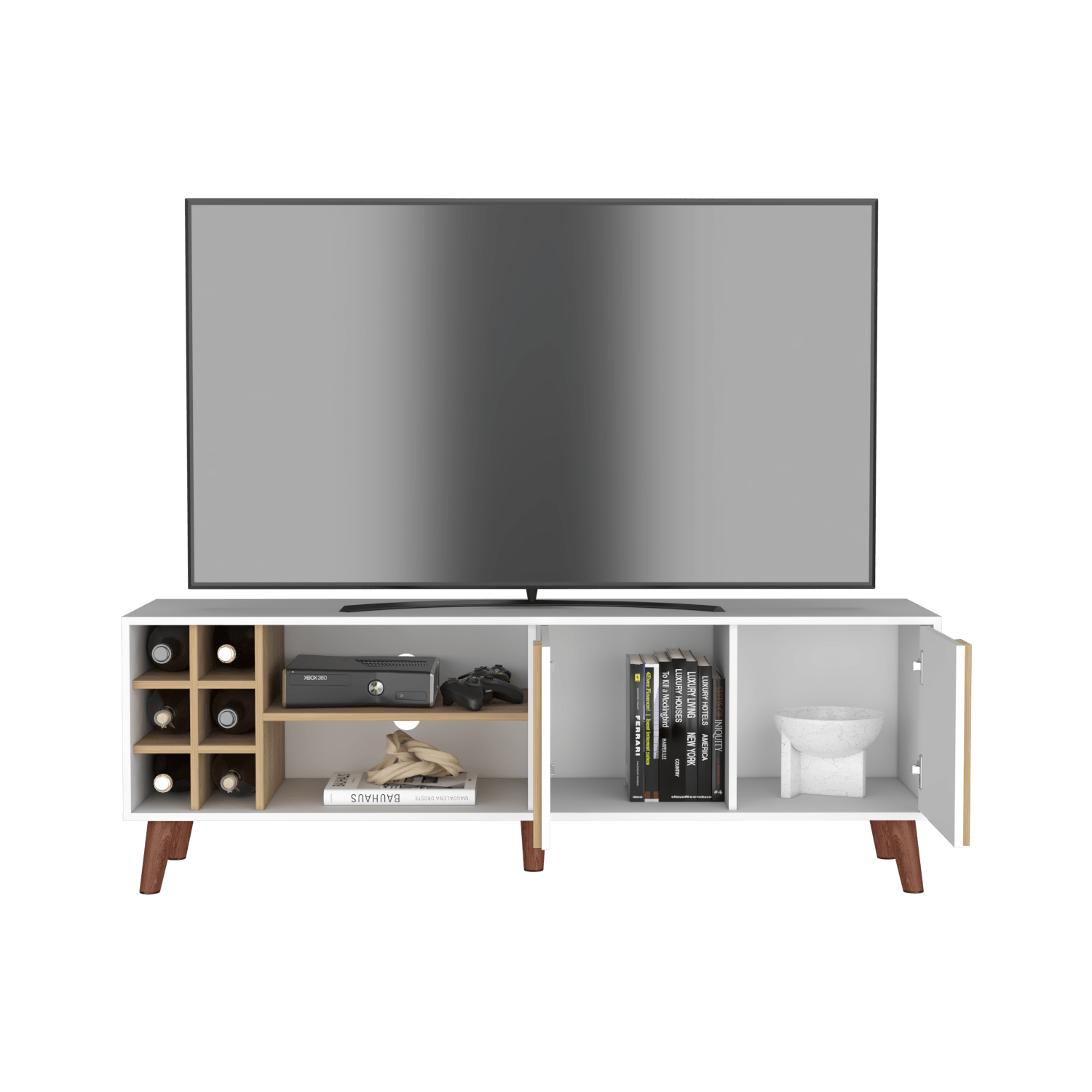 Rack Para Tv 65 Lane 55X160X42 Rta Blanco Mqz + Fresno Eu"