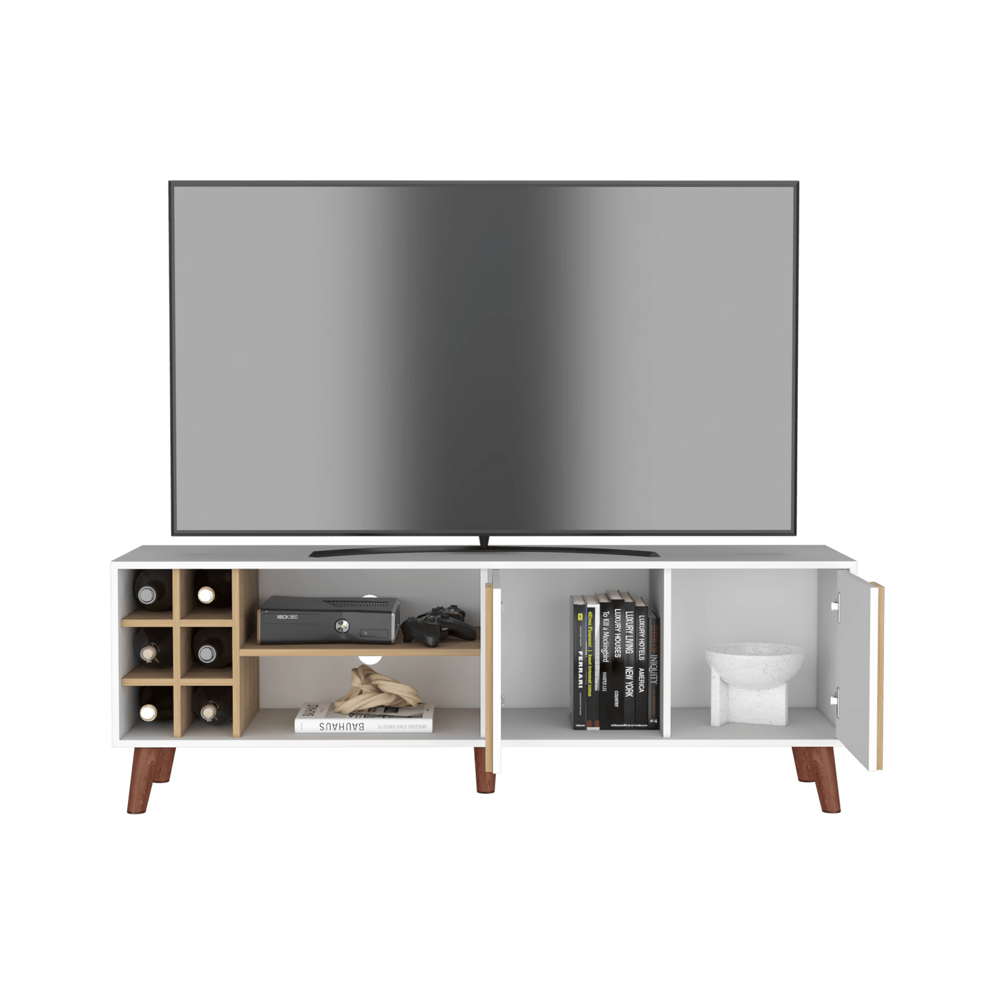 Rack Para Tv 65 Lane 55X160X42 Rta Blanco Mqz + Fresno Eu"