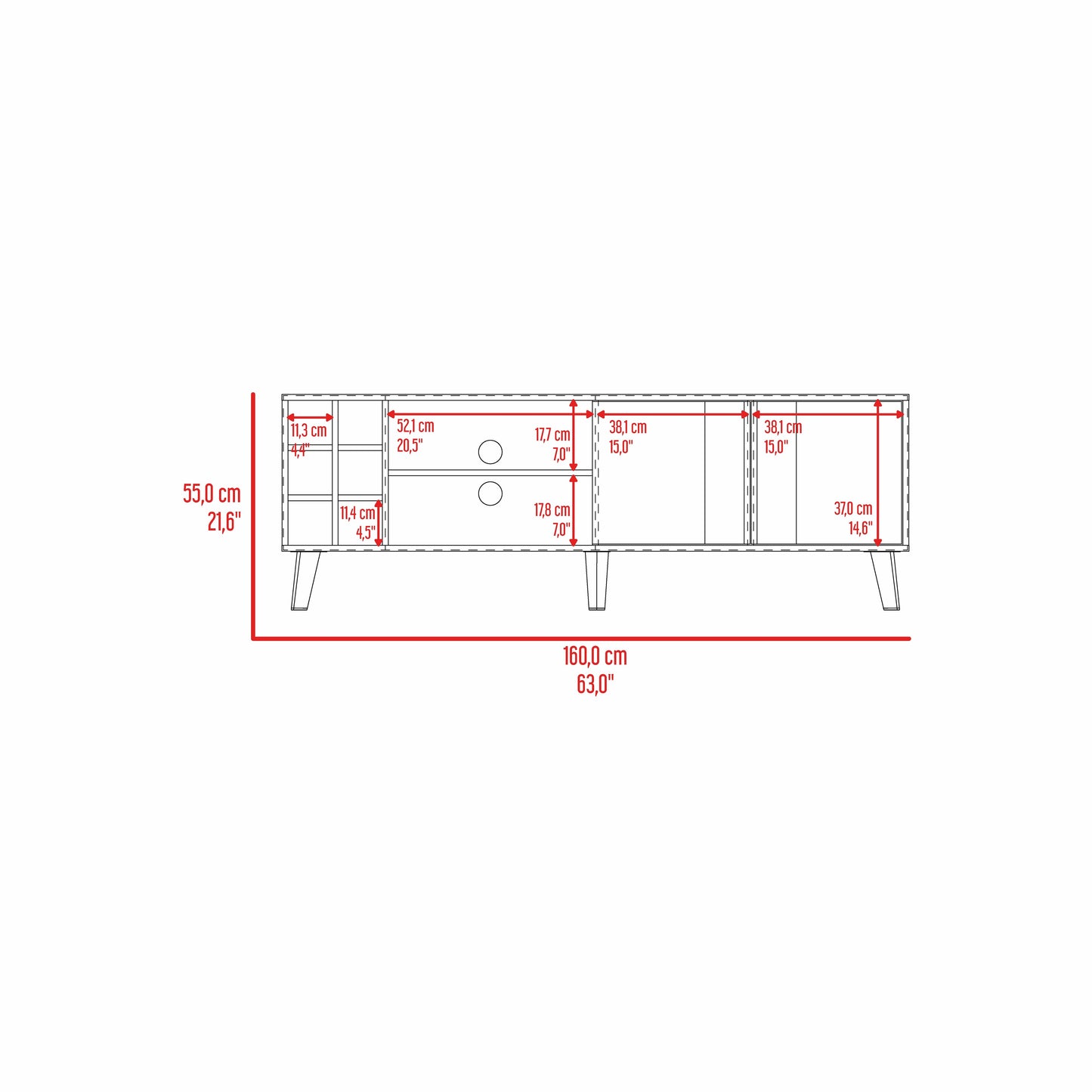 Rack Para Tv 65 Lane 55X160X42 Rta Blanco Mqz + Fresno Eu"