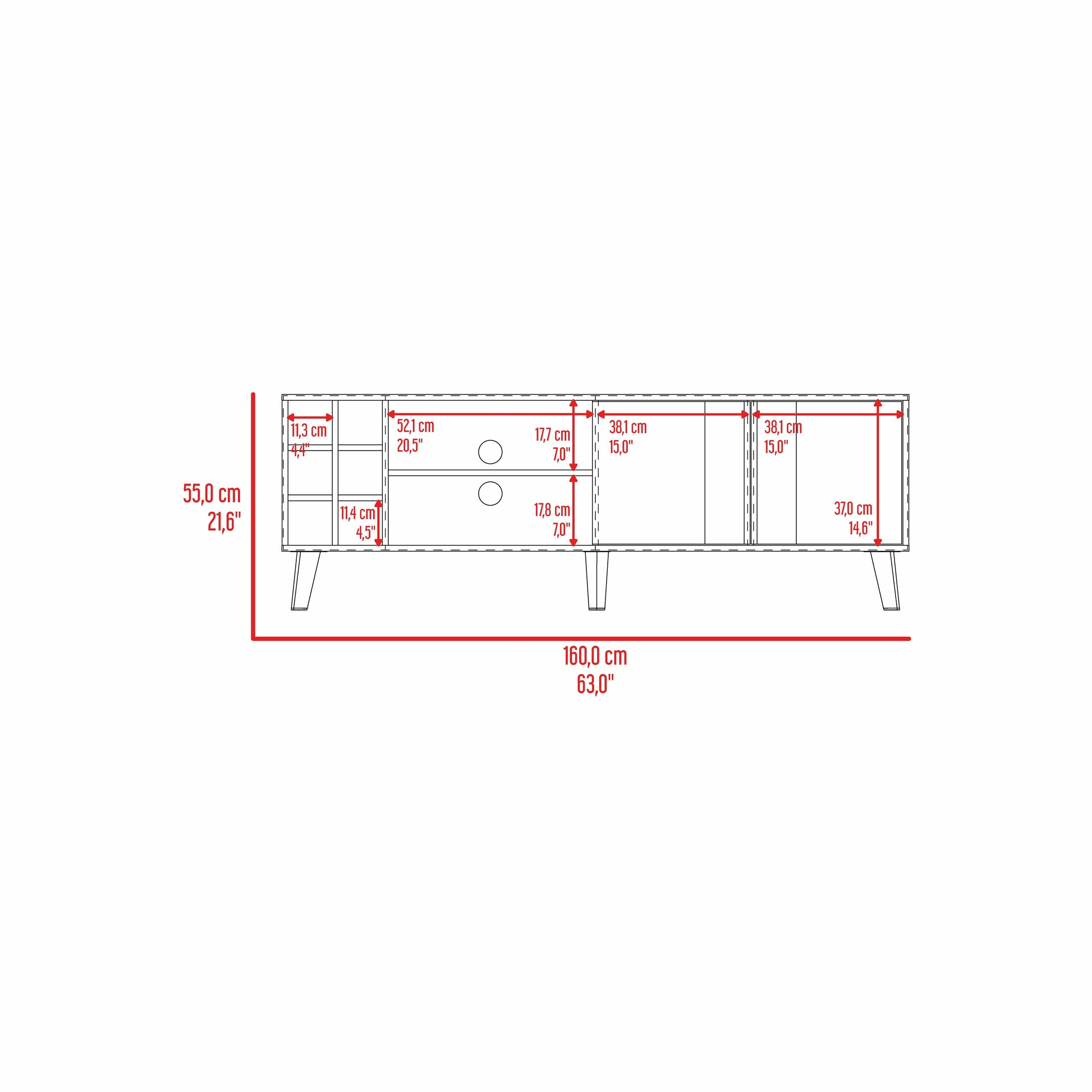 Rack Para Tv 65 Lane 55X160X42 Rta Blanco Mqz + Fresno Eu"