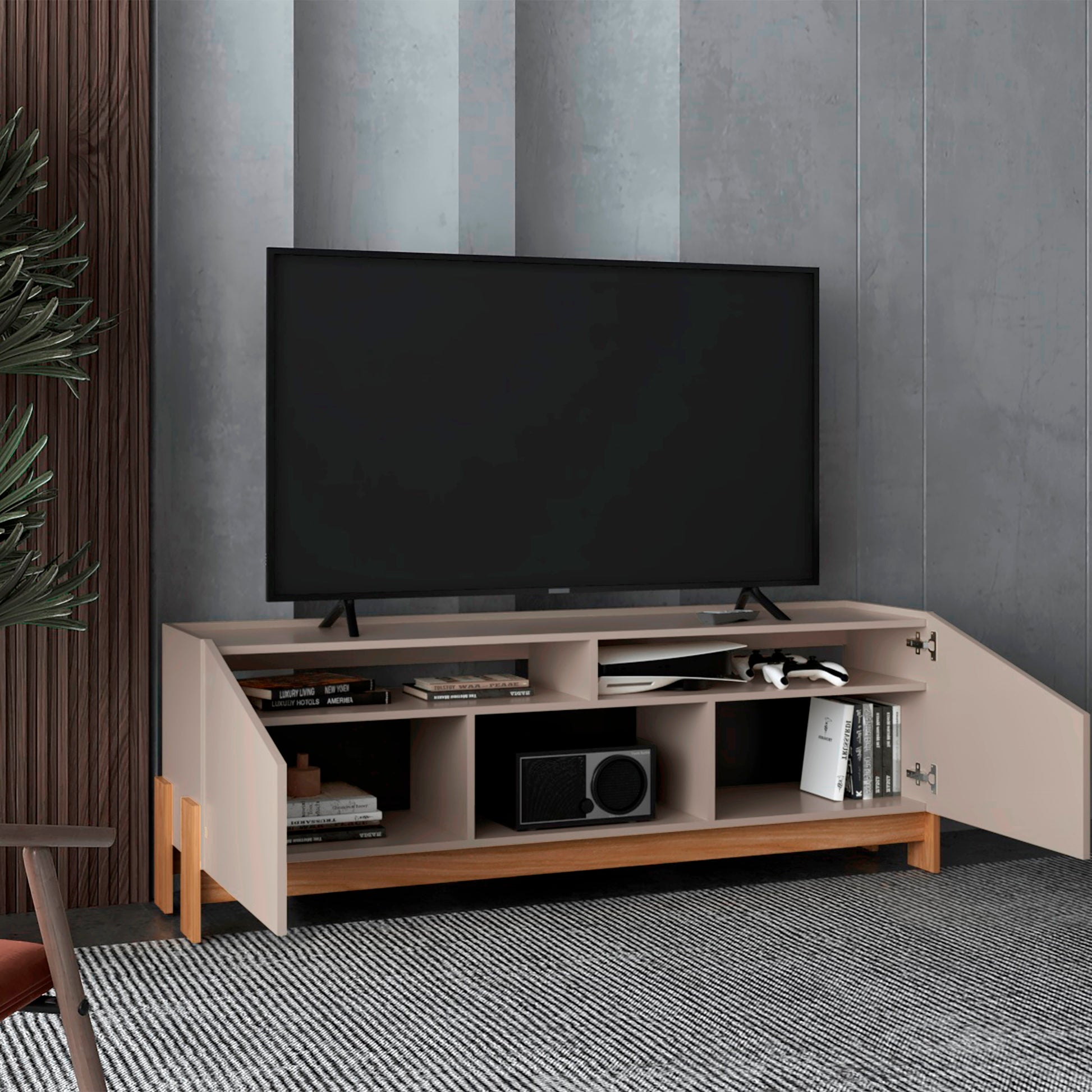 Rack Para Tv Holanda 56X160X36 Rta Capri + Fresno Eu