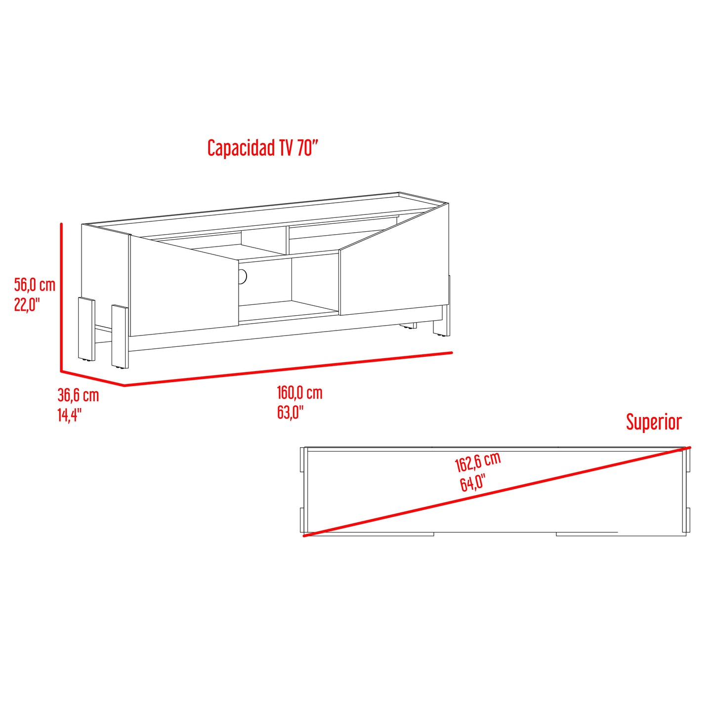Rack Para Tv Holanda 56X160X36 Rta Capri + Fresno Eu