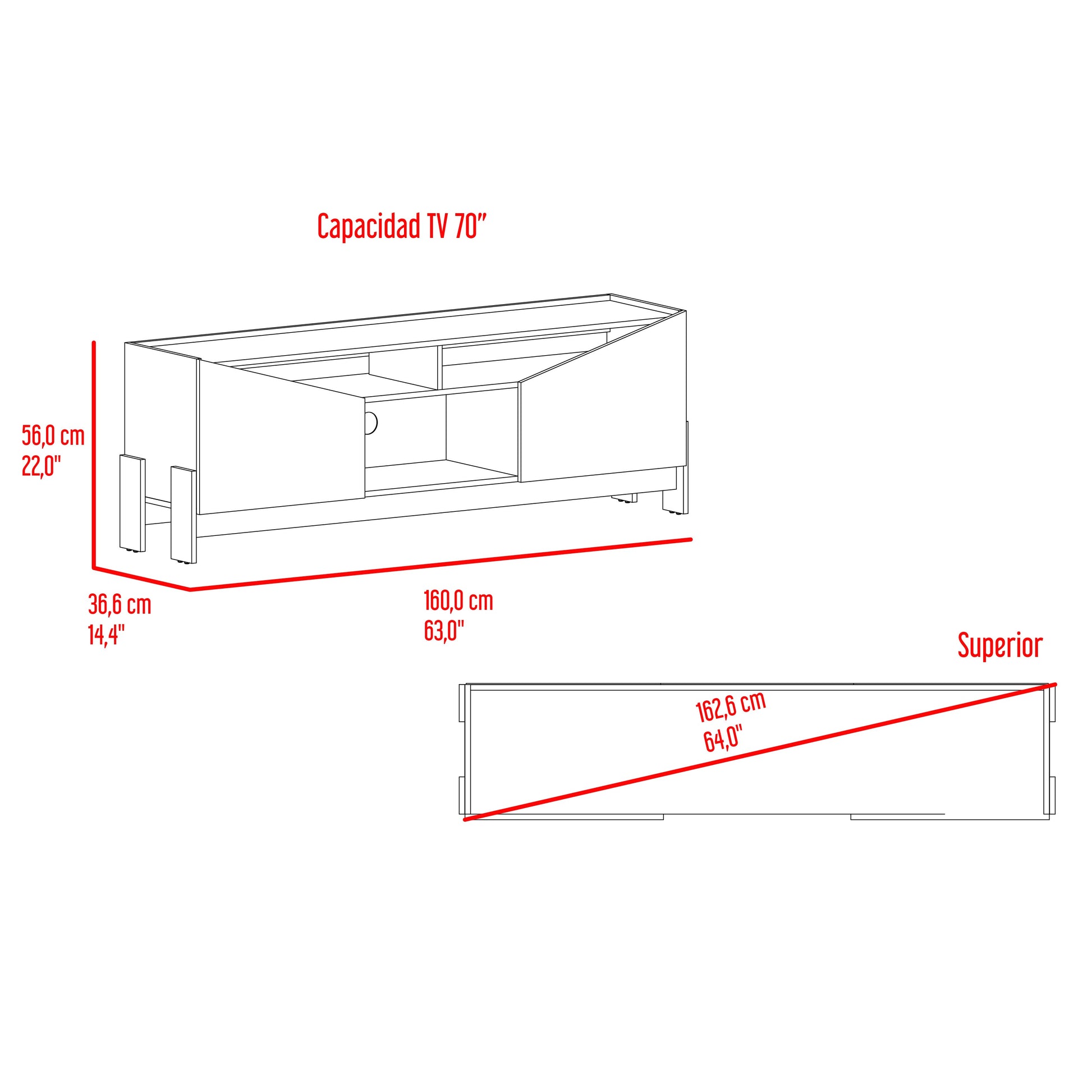 Rack Para Tv Holanda 56X160X36 Rta Capri + Fresno Eu
