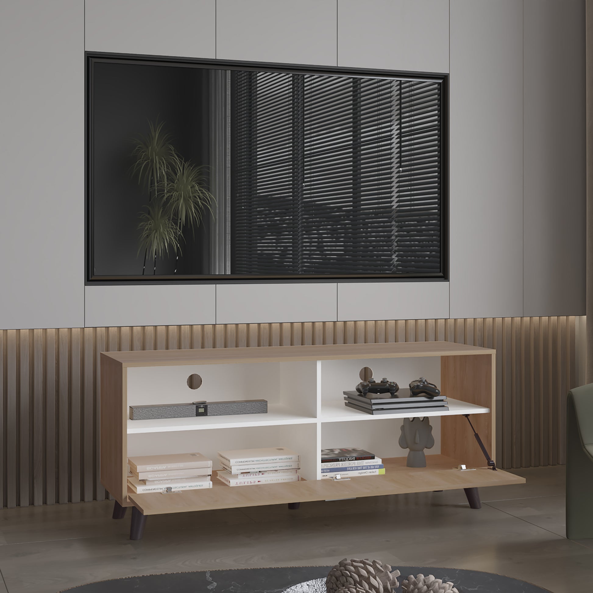 Rack Tv Patrick 59X139X46 Rta Fresno Eu + Blanco