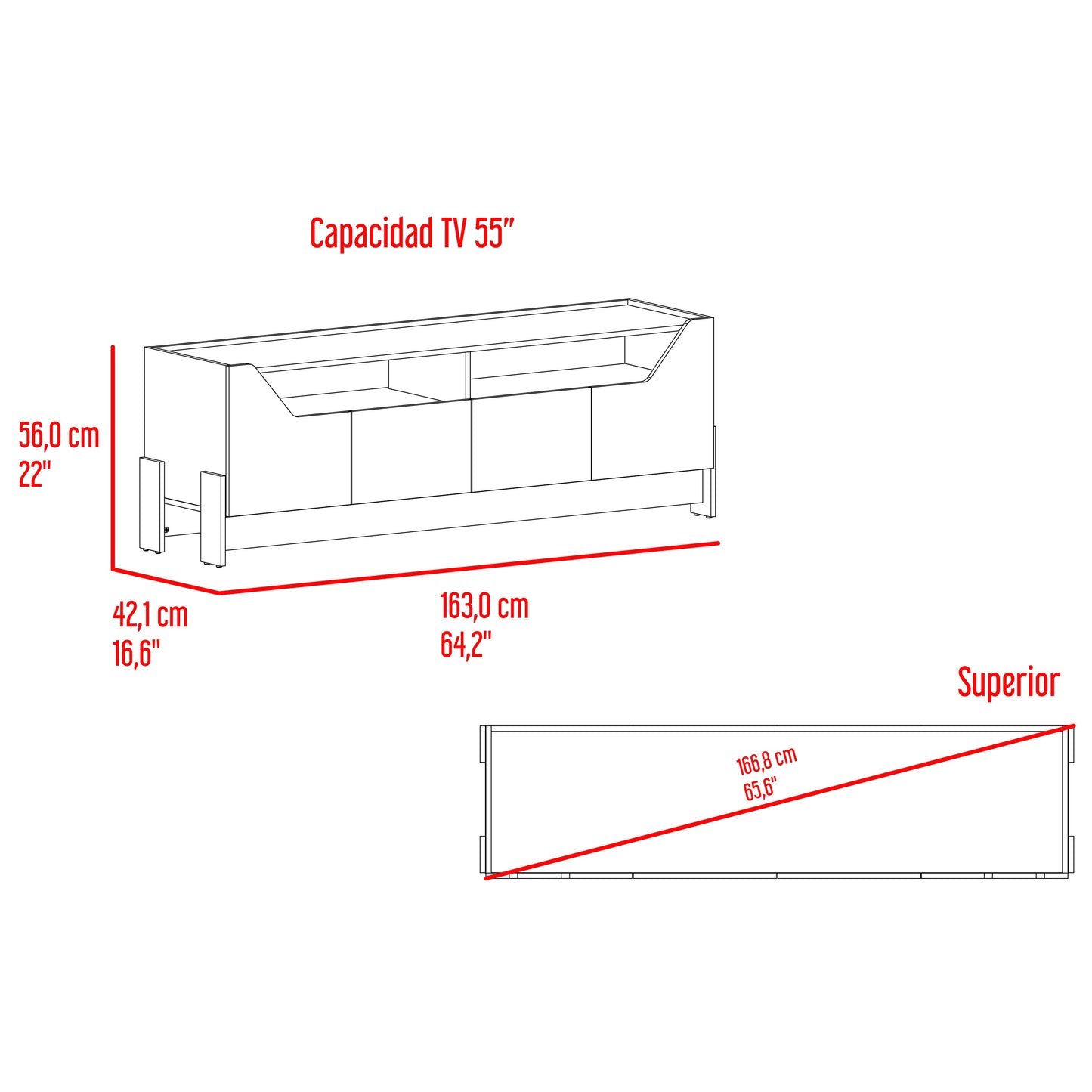 Rack Para Tv Holt 56X163X42 Rta Fresno Eu + Capri
