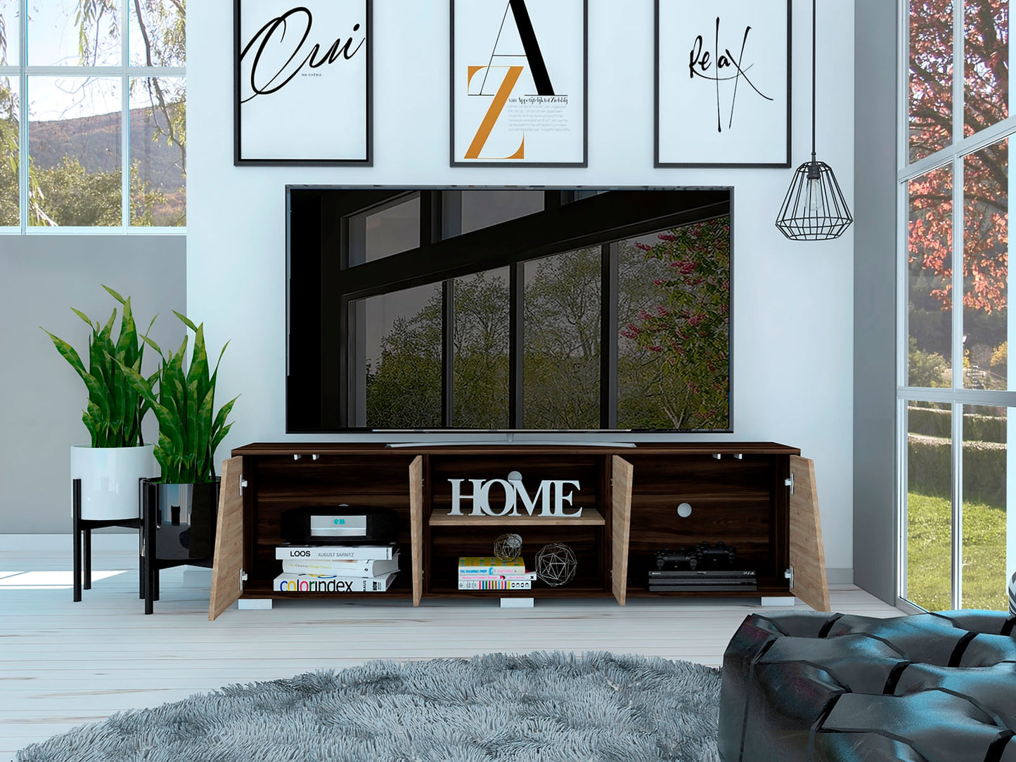 Rack Tv 75'' Fraktal Rta Nogal Miel