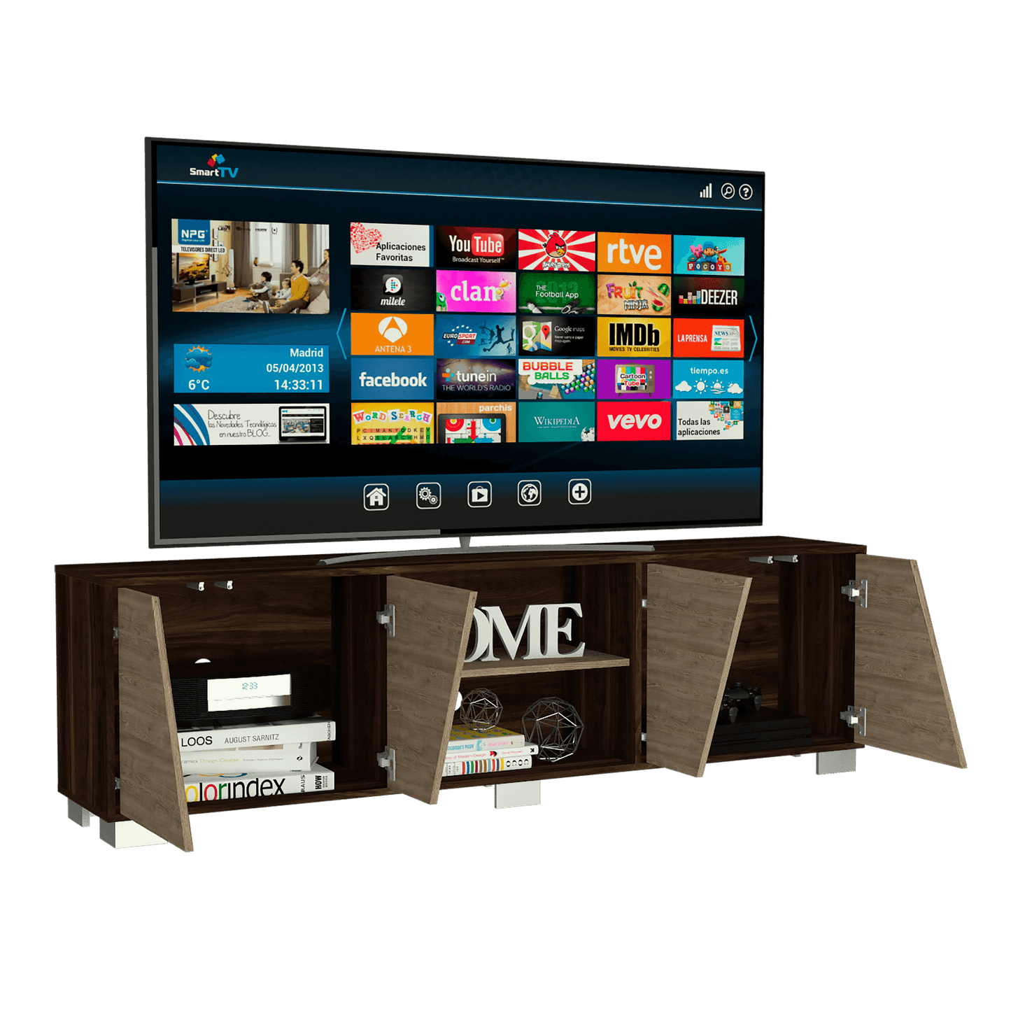 Rack Tv 75'' Fraktal Rta Nogal Miel