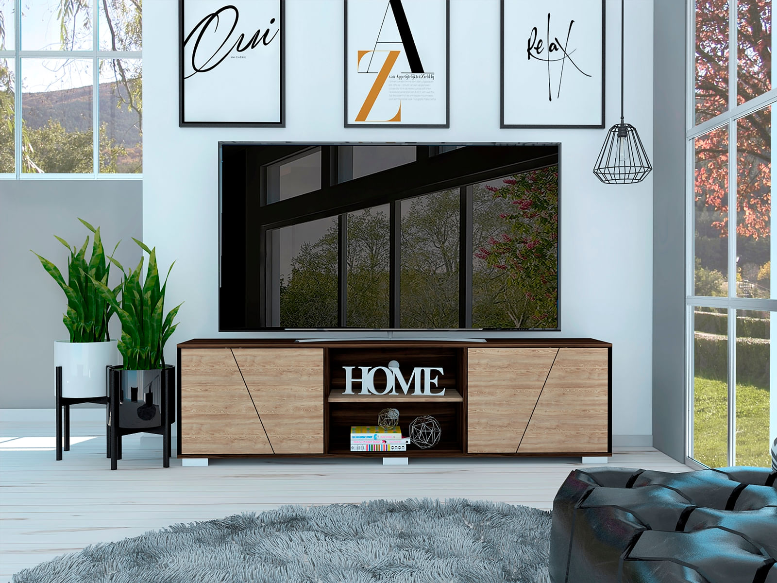 Rack Tv 75'' Fraktal Rta Nogal Miel