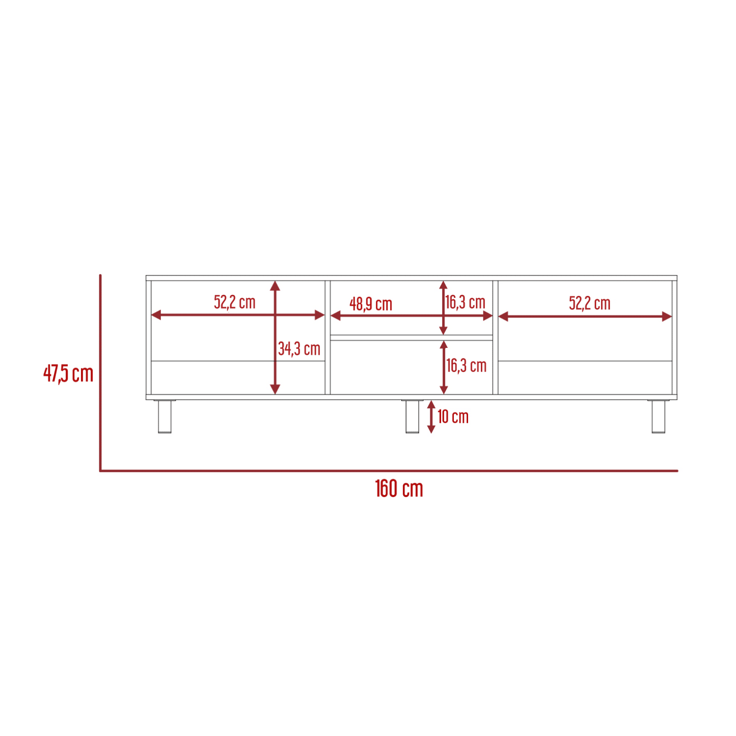 Rack Para Tv 70'' Tunez 160 Rta Blanco Café