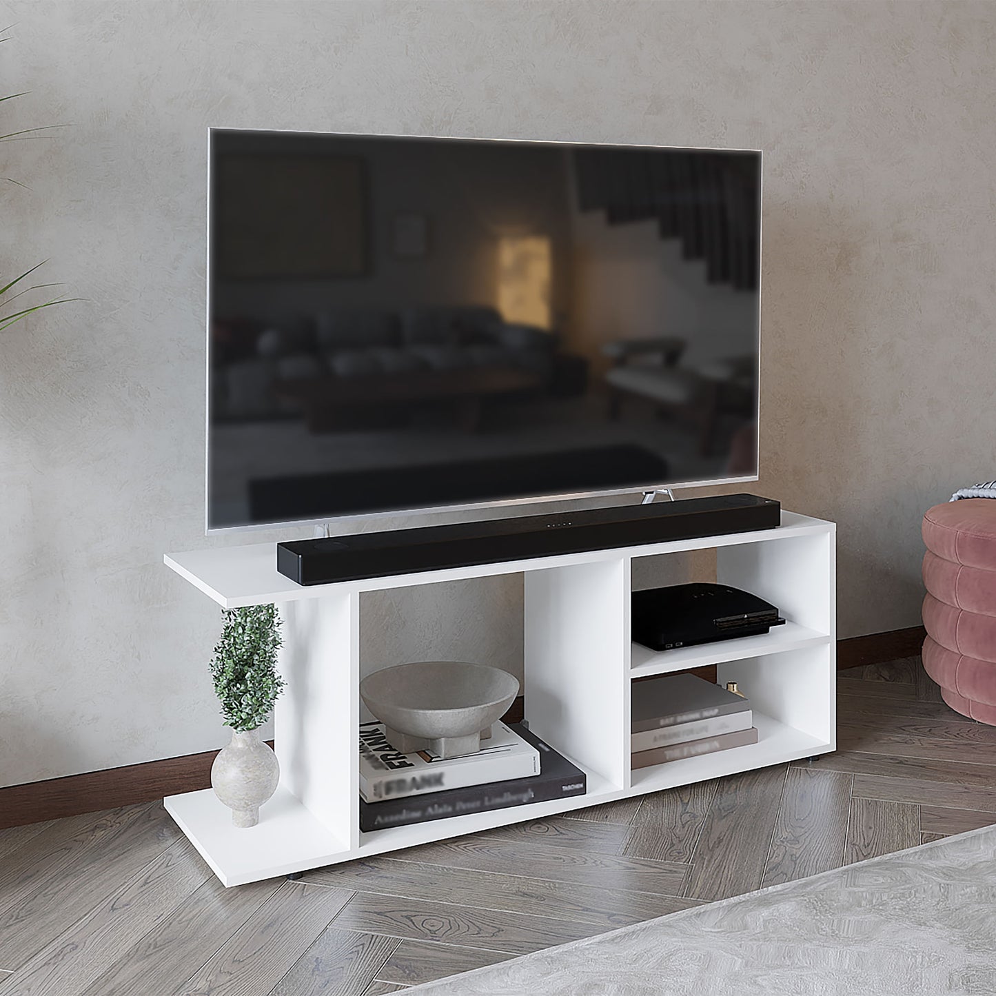 Rack De Tv 50'' Goodwood 45X120X34 Rta Blanco Zf