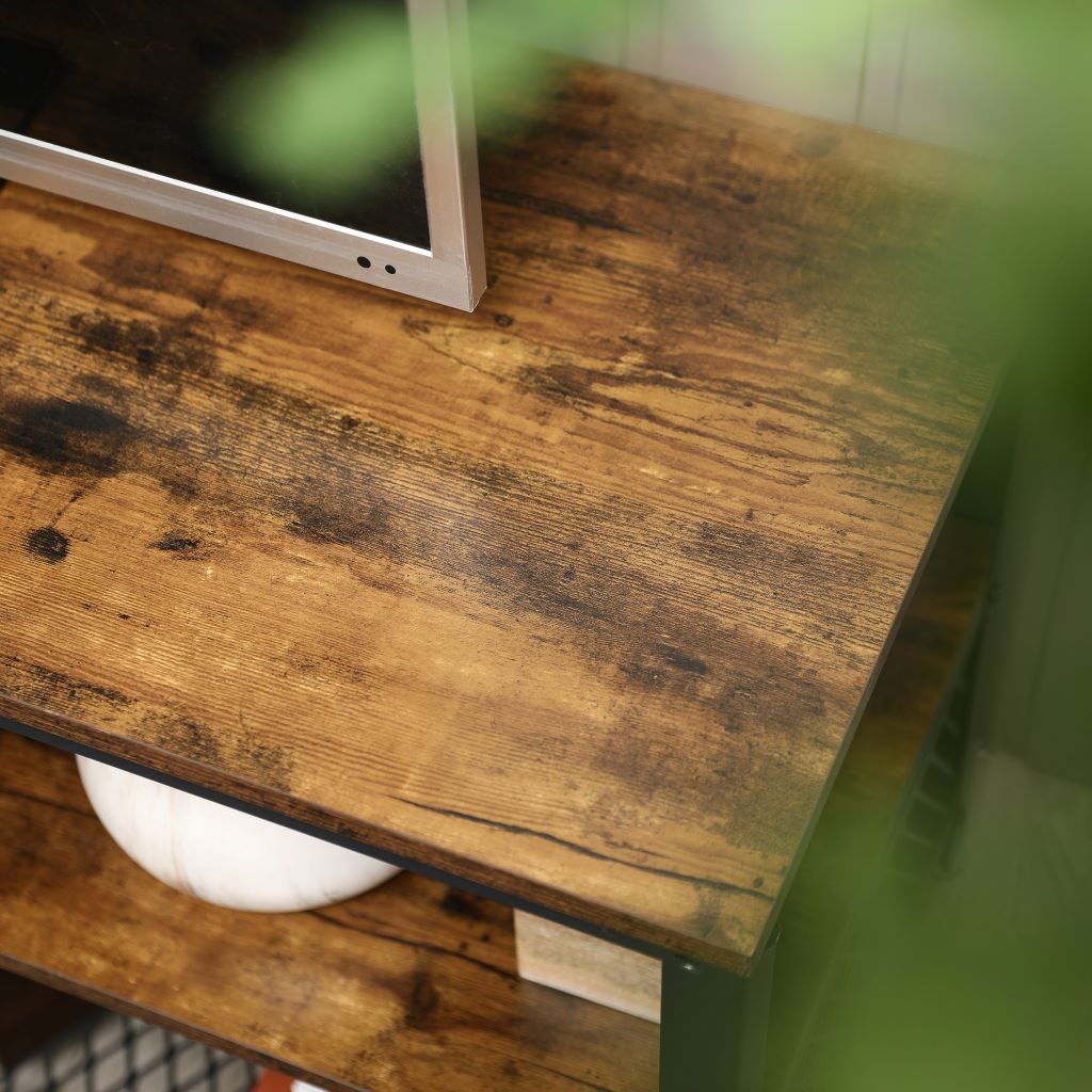 Mesa De Tv 50'' Base Metalica Café Rustico