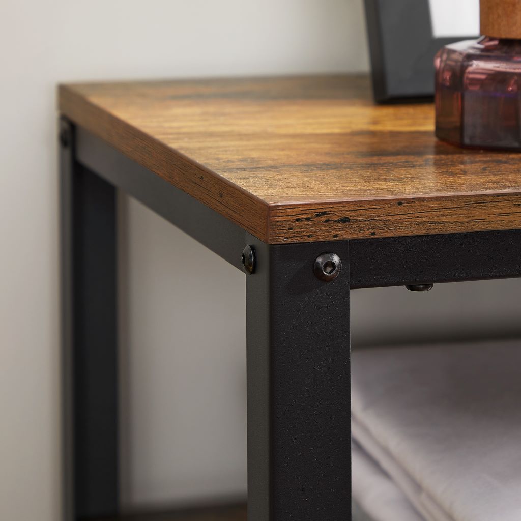 Mesa De Tv 50'' Base Metalica Café Rustico
