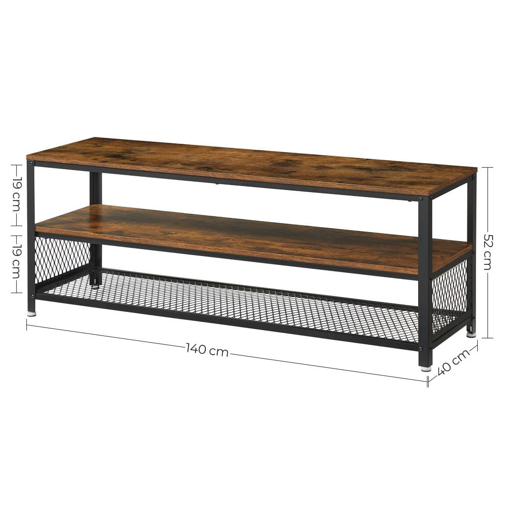 Mesa De Tv 50'' Base Metalica Café Rustico