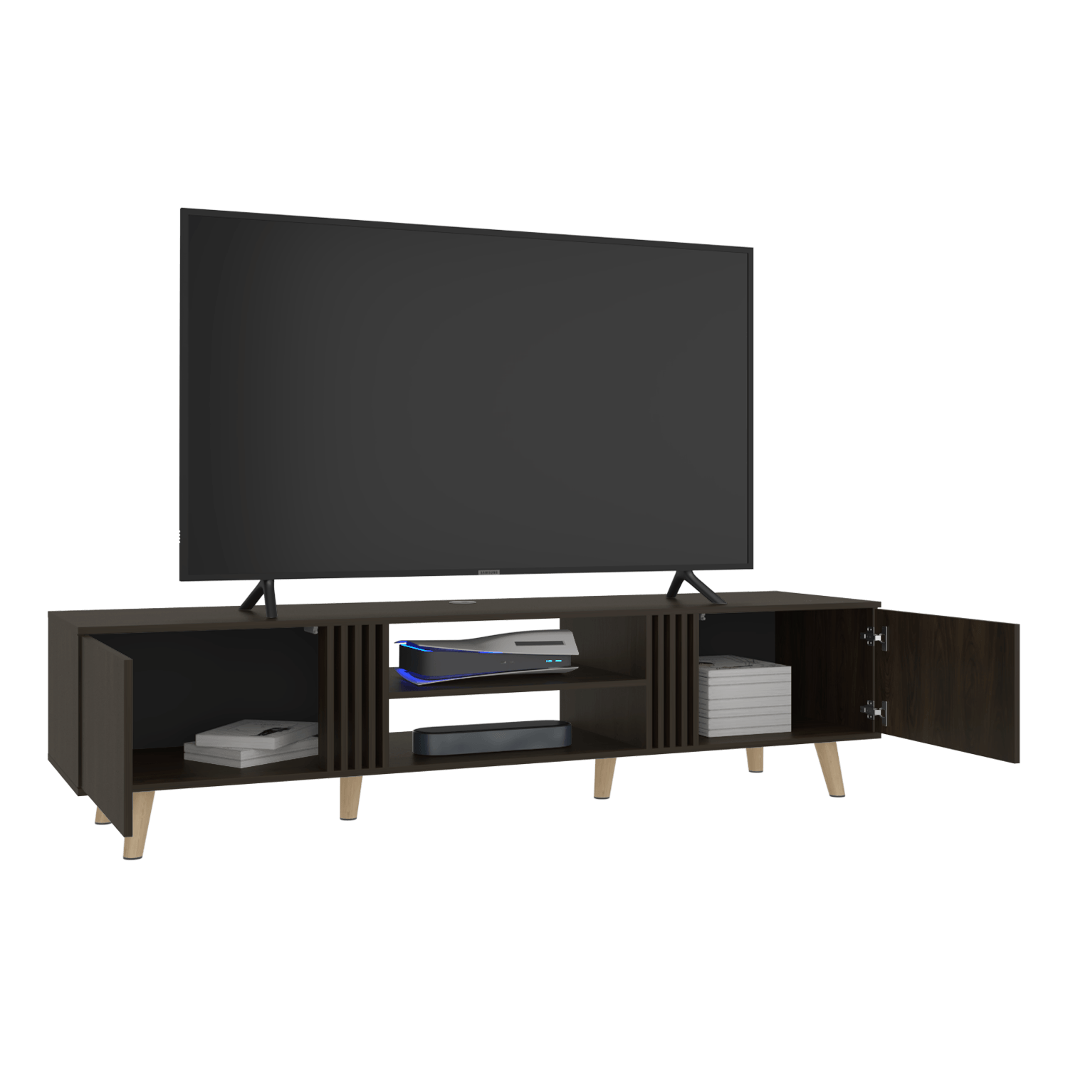 Rack Para Tv 75 Shawnee 50X200X50 Rta Nogal Eu"