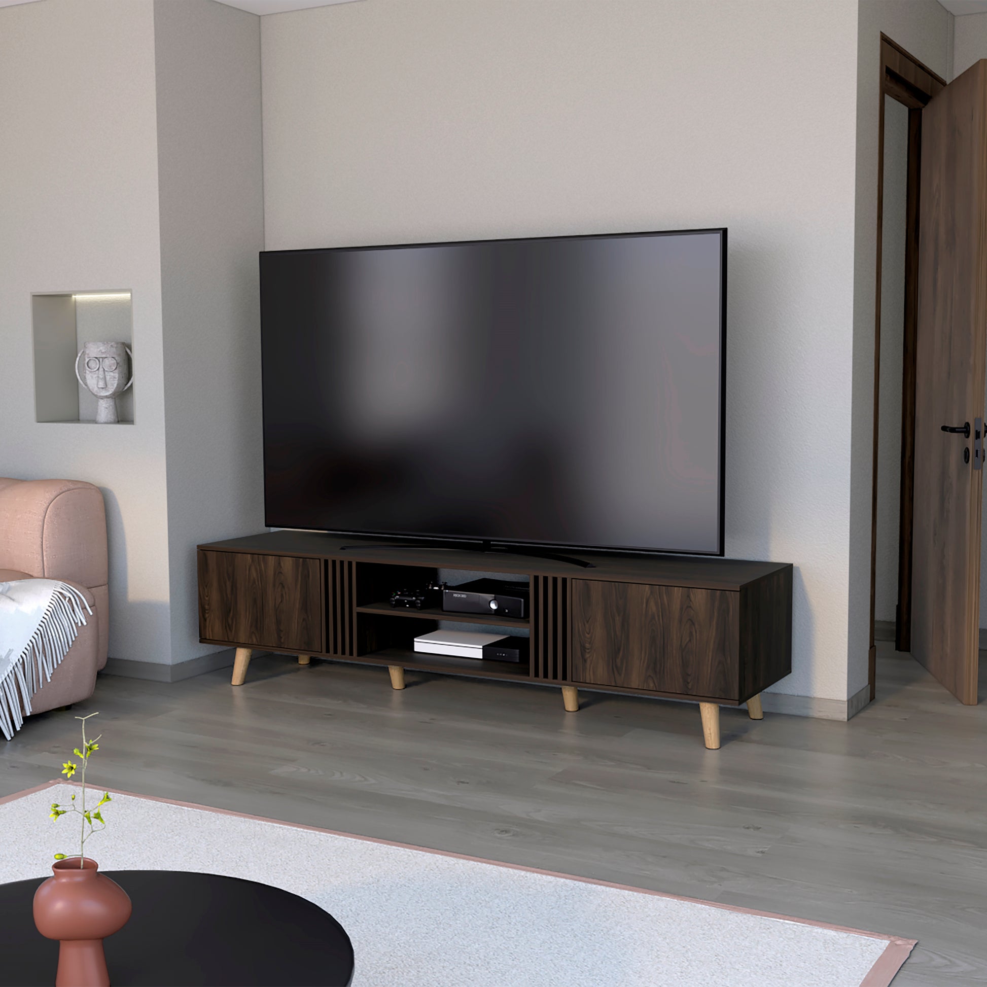 Rack Para Tv 75 Shawnee 50X200X50 Rta Nogal Eu"