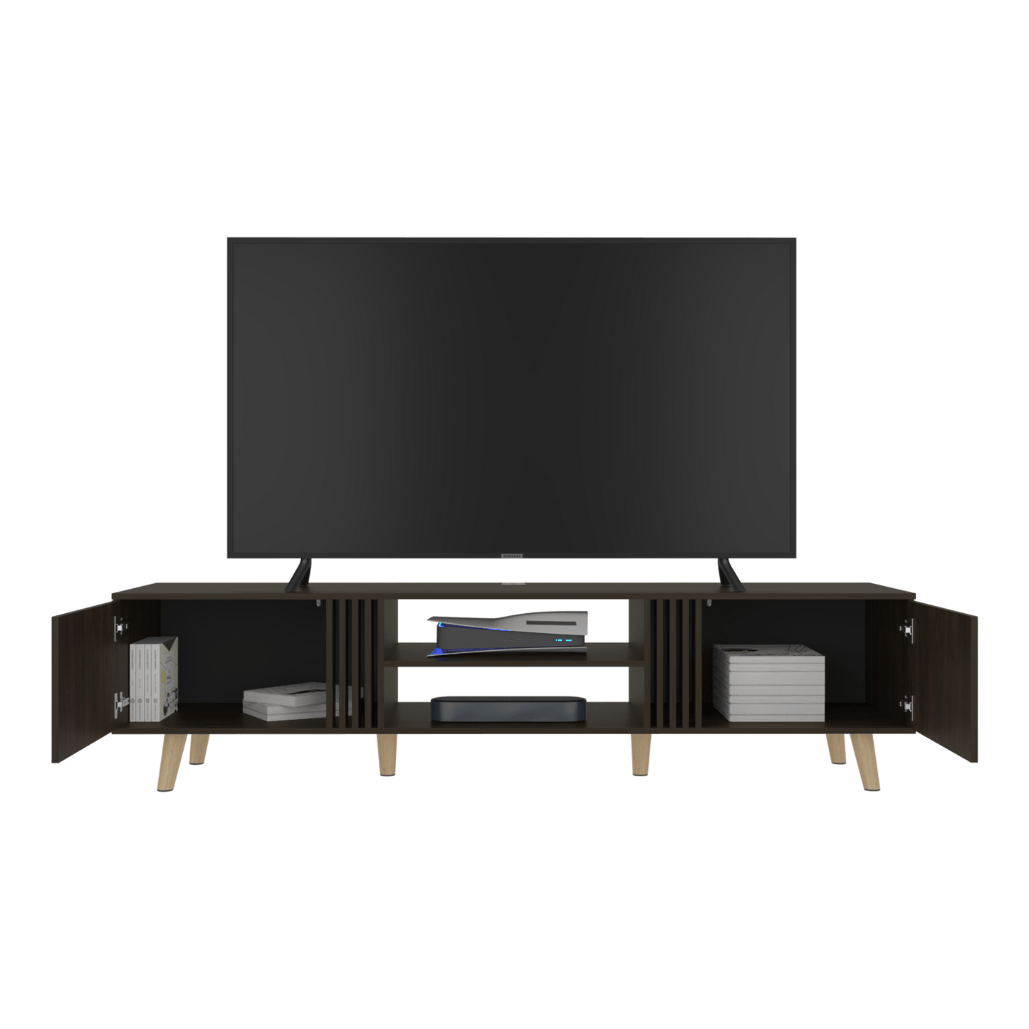 Rack Para Tv 75 Shawnee 50X200X50 Rta Nogal Eu"