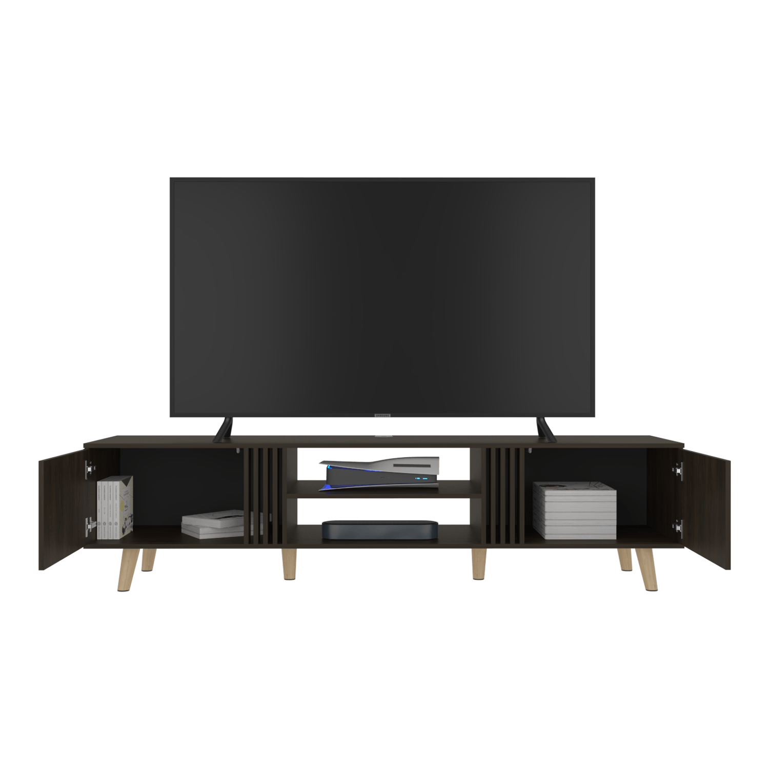 Rack Para Tv 75 Shawnee 50X200X50 Rta Nogal Eu"